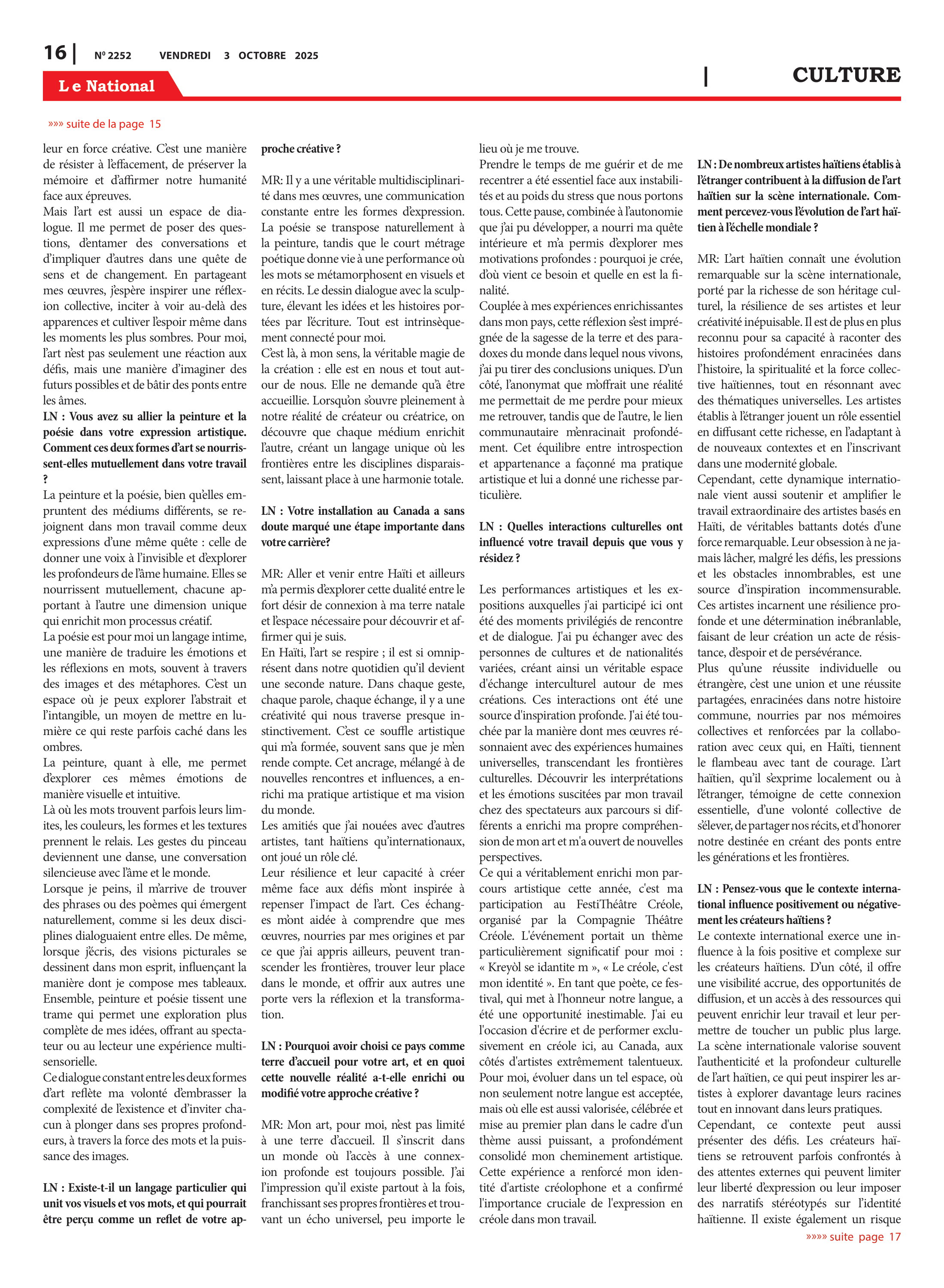 Page 16 de l'édition 2252