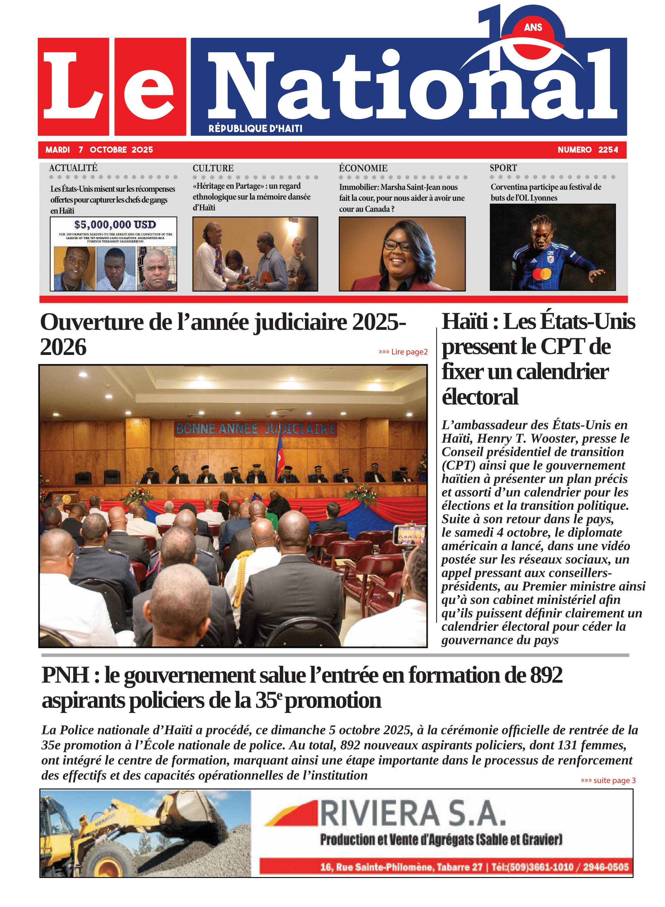 Page 1 de l'édition 2254