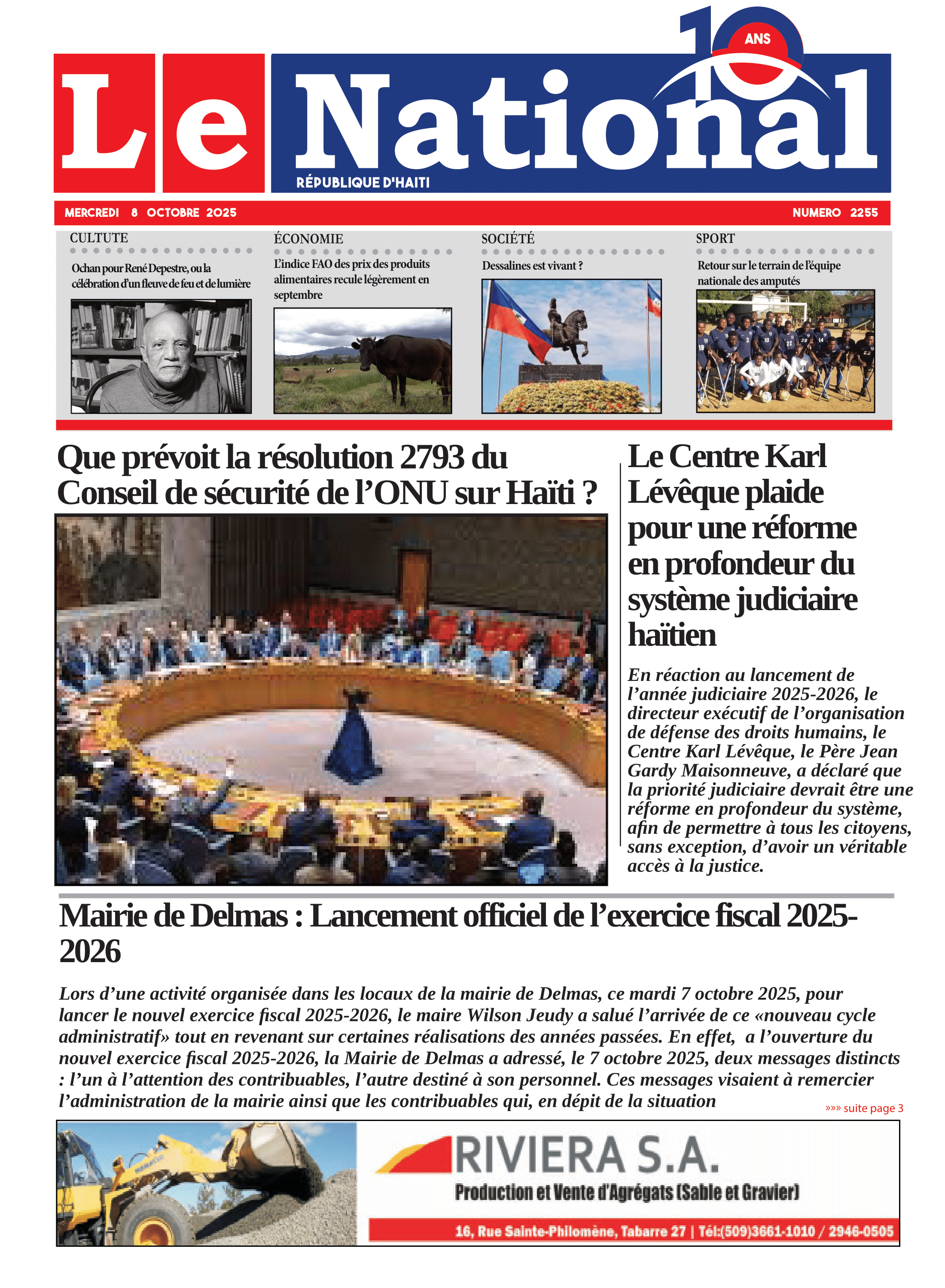 Page 1 de l'édition 2255