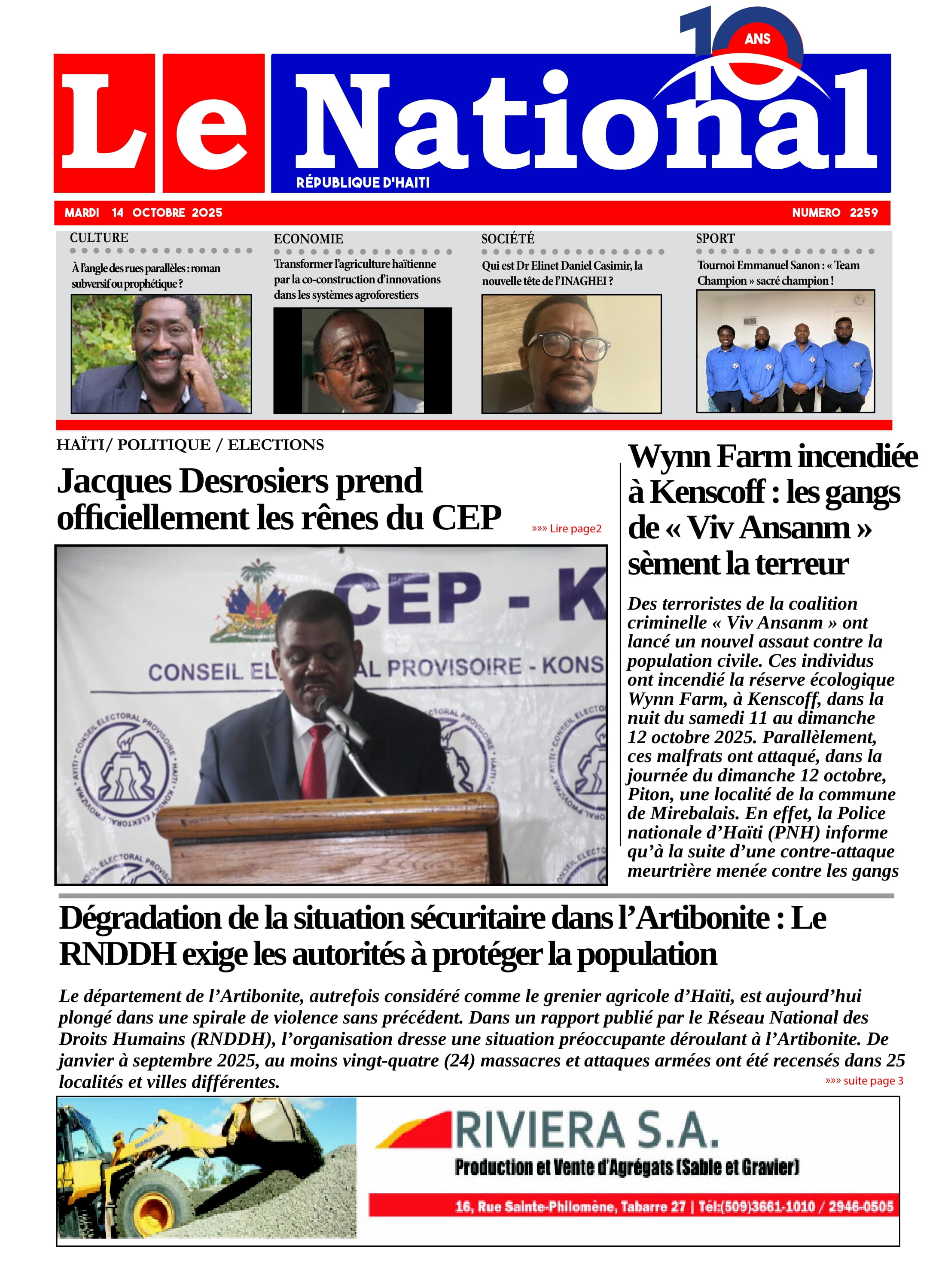 Page 1 de l'édition 2259
