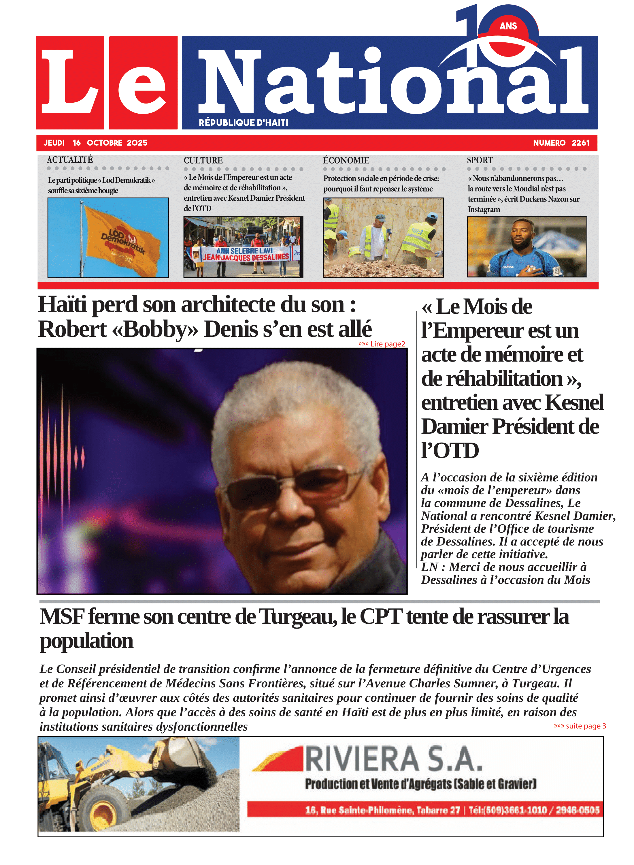 Page 1 de l'édition 2261