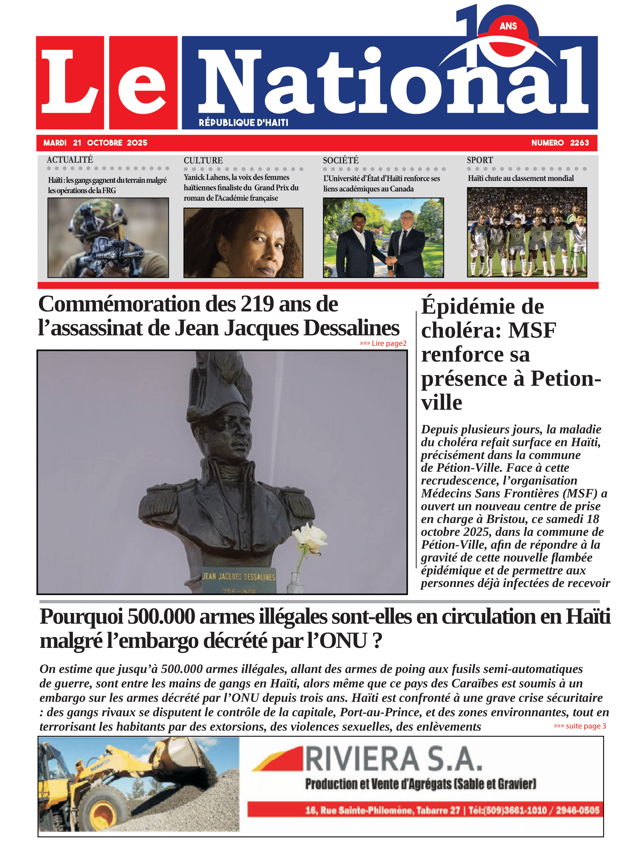 Page 1 de l'édition 2263