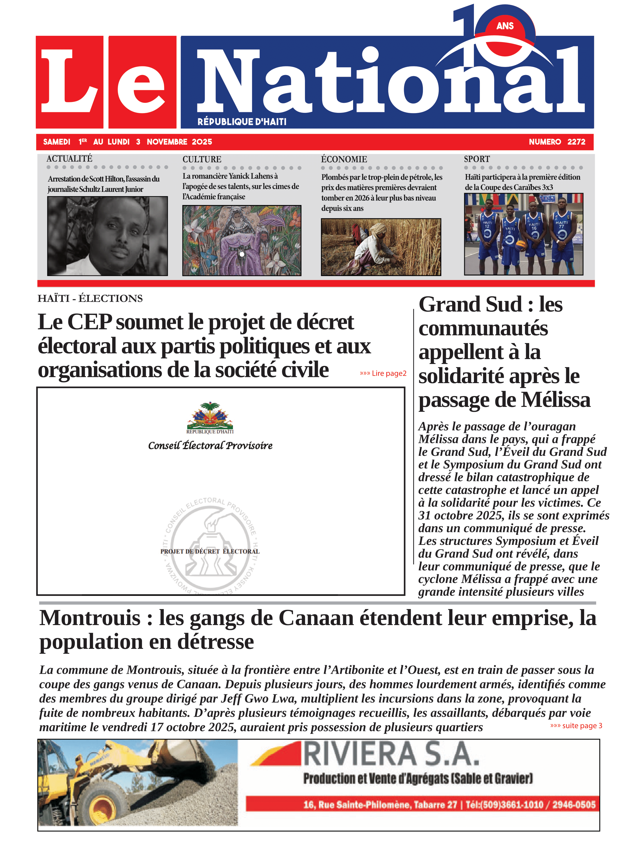 Page 1 de l'édition 2272