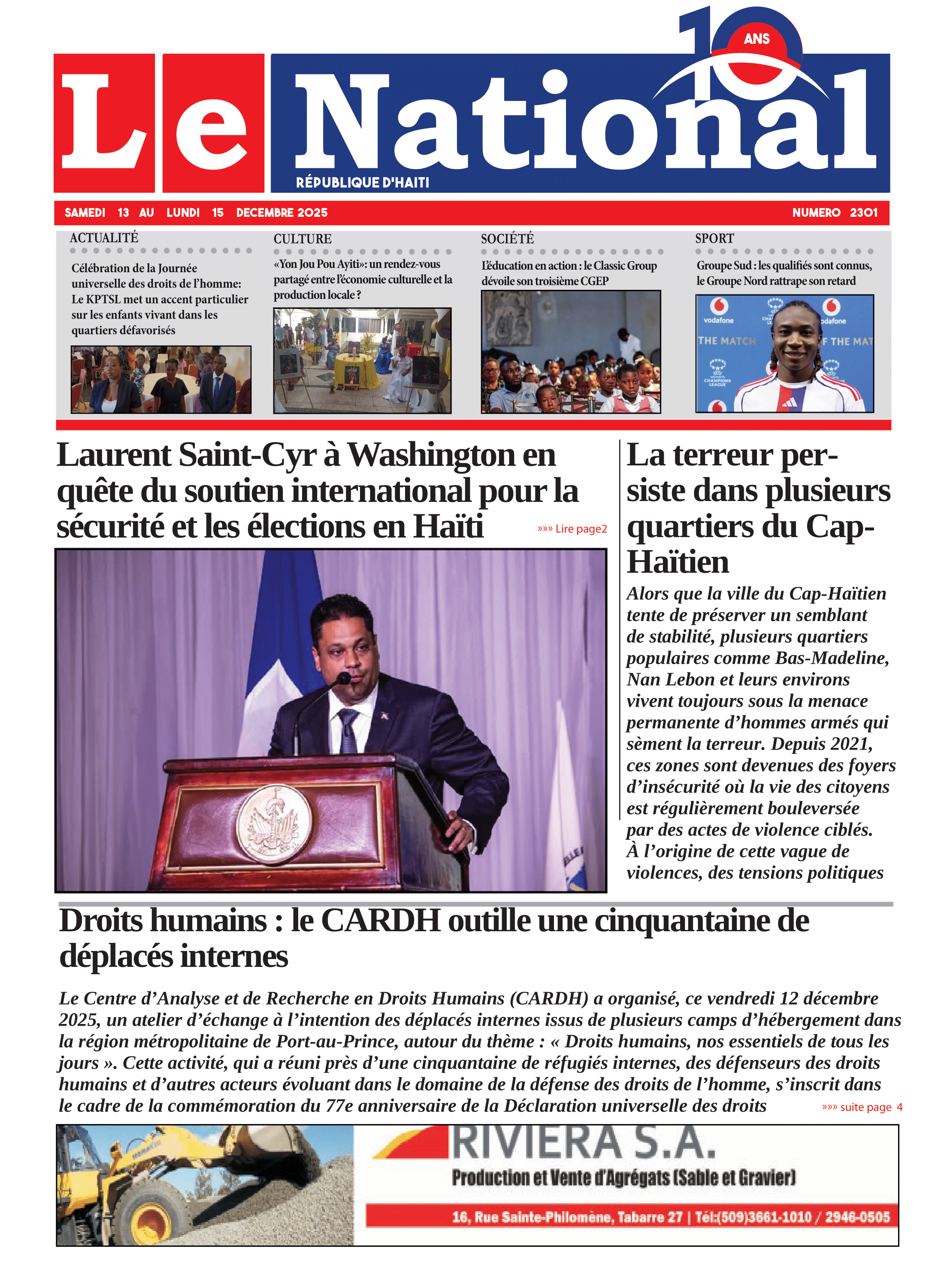 Page 1 de l'édition 2301