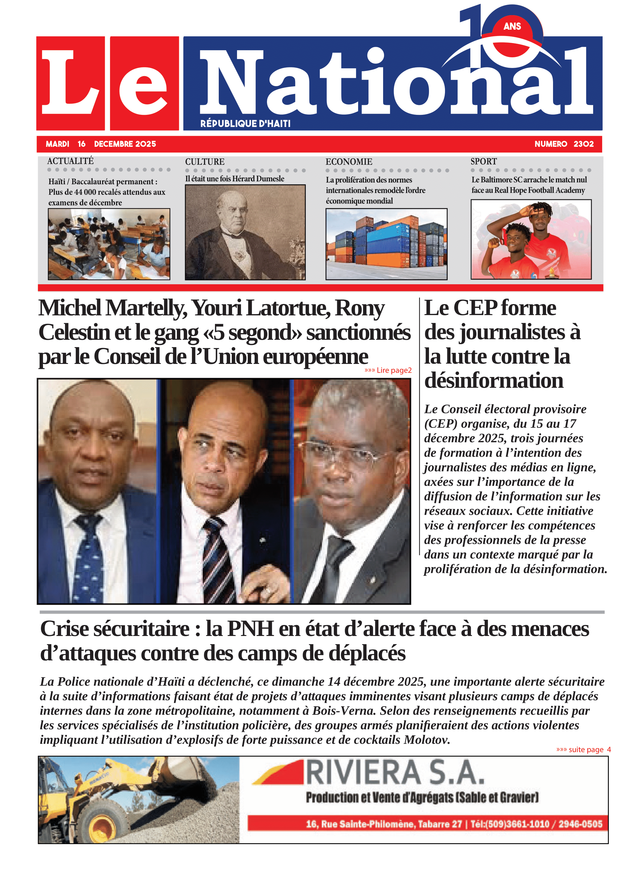 Page 1 de l'édition 2302
