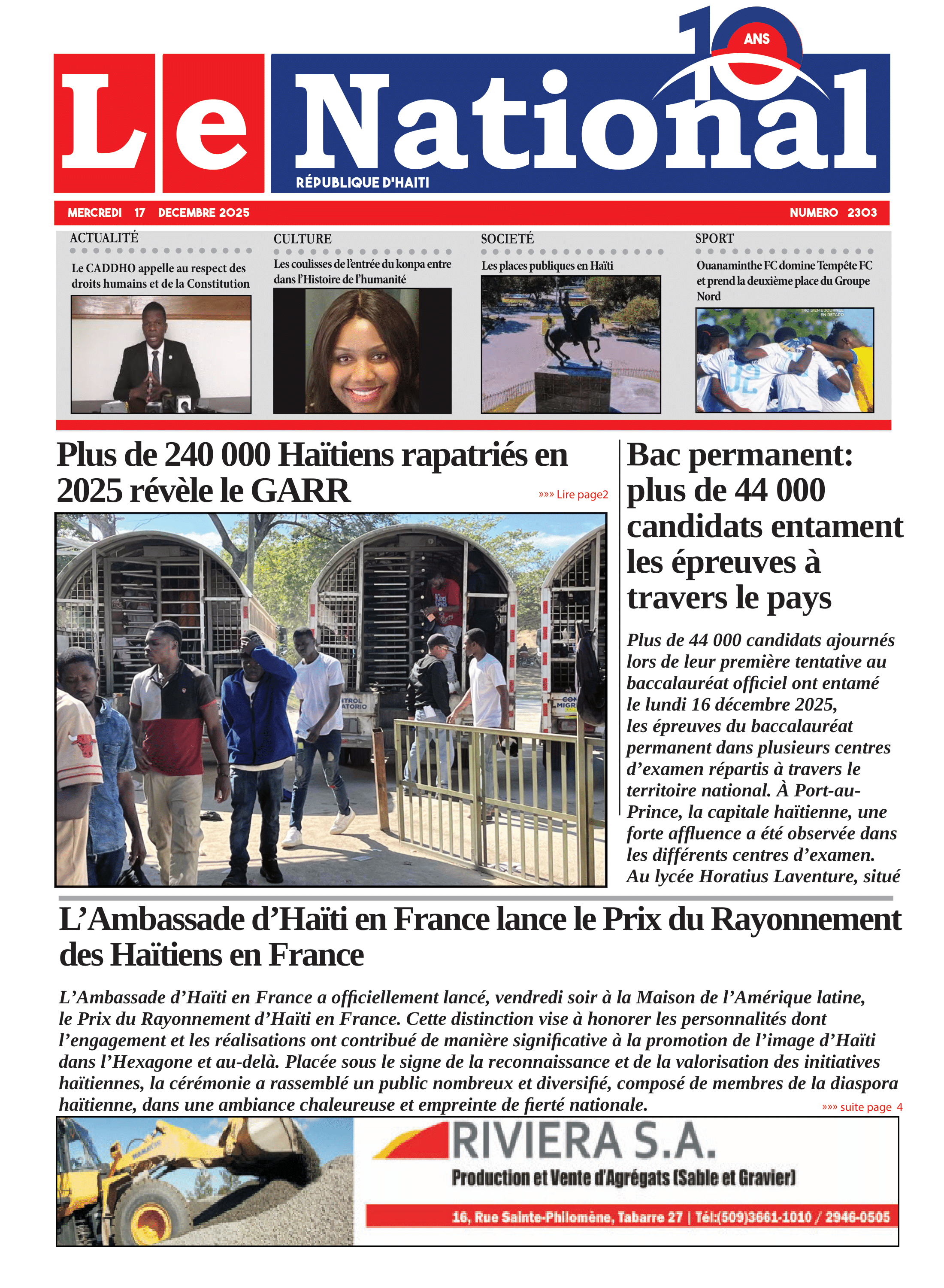 Page 1 de l'édition 2303