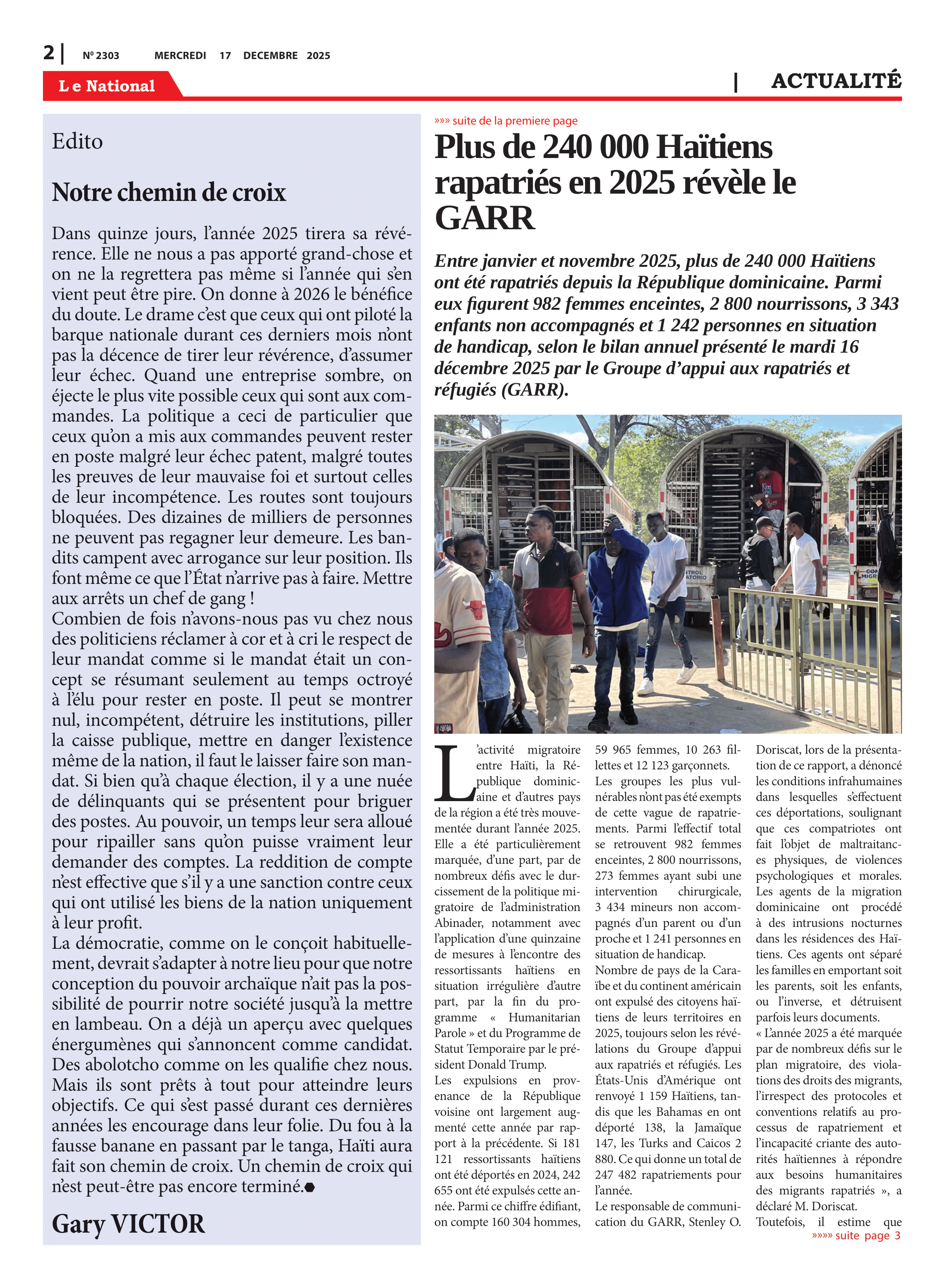 Page 2 de l'édition 2303