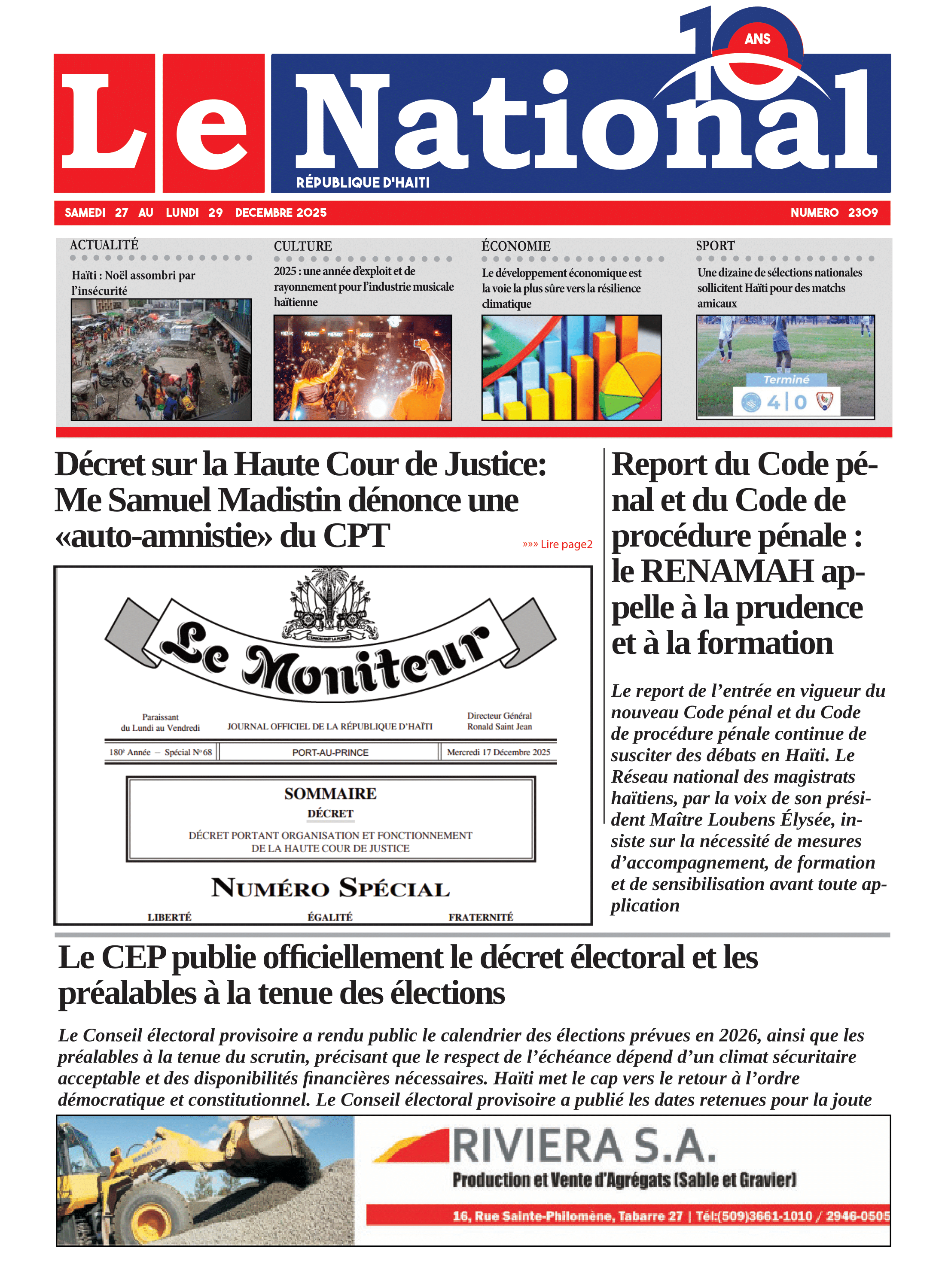 Page 1 de l'édition 2309