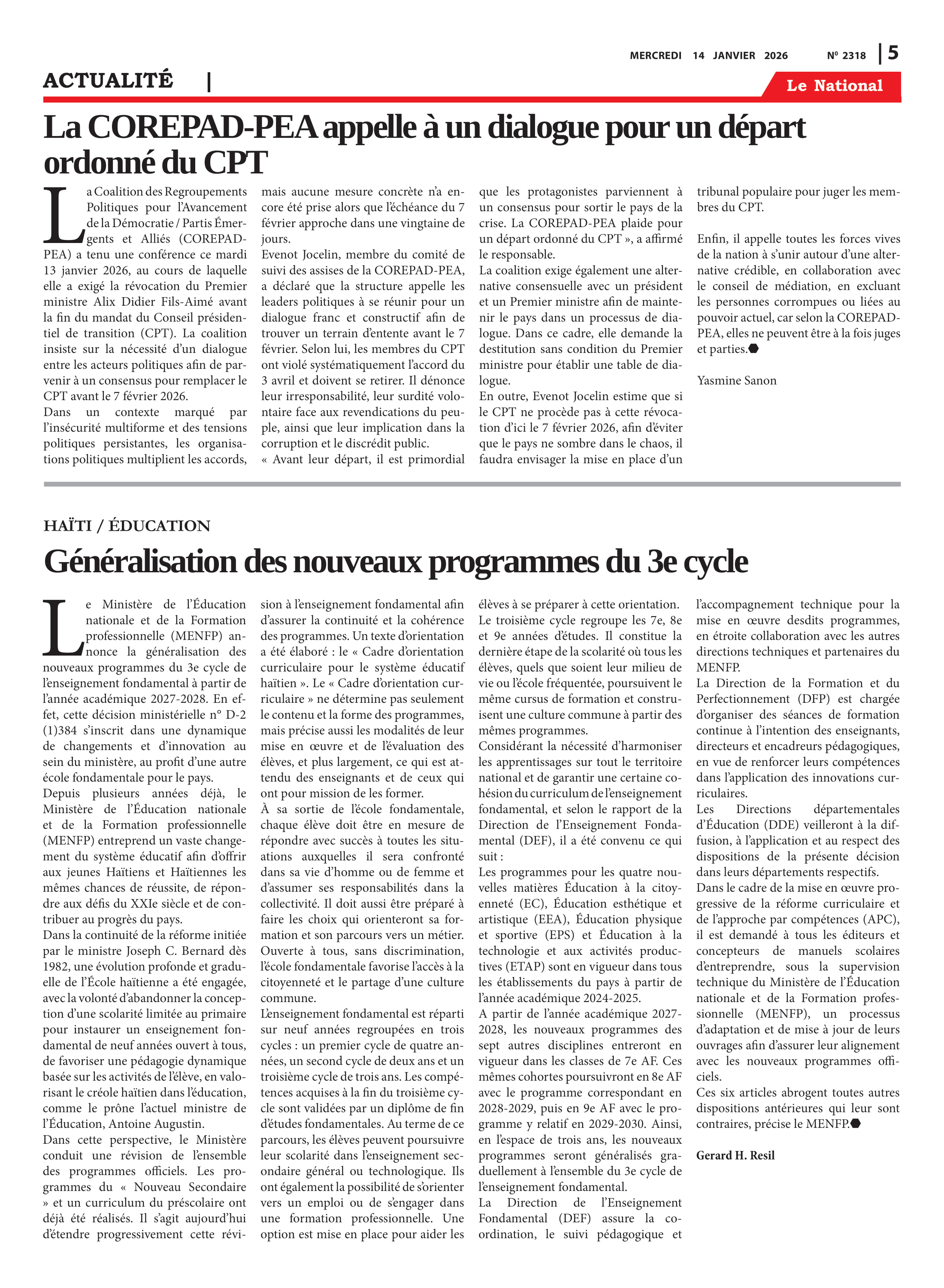 Page 5 de l'édition 2318
