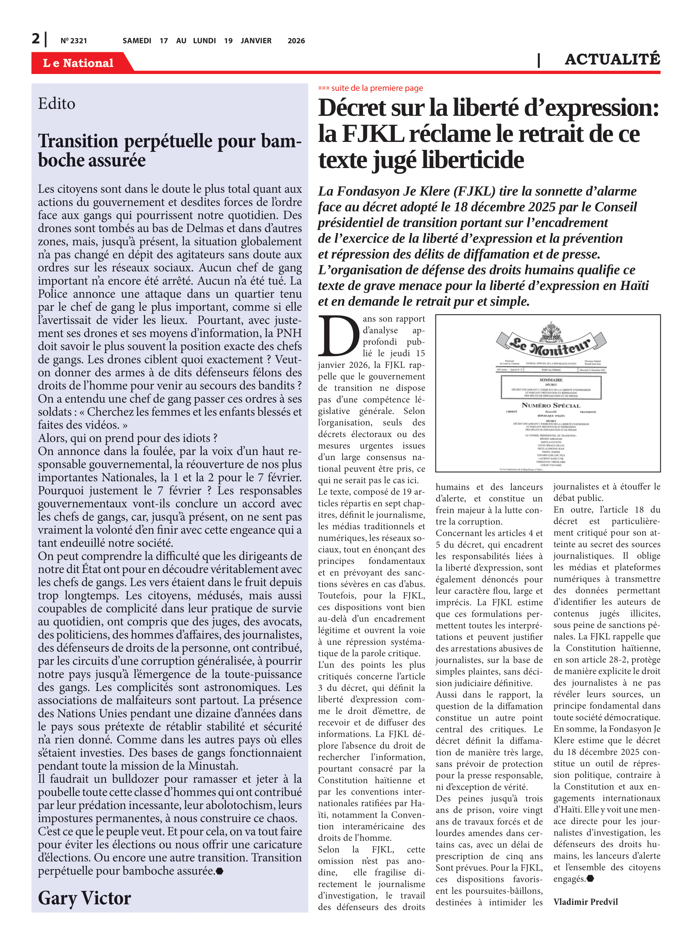Page 2 de l'édition 2321