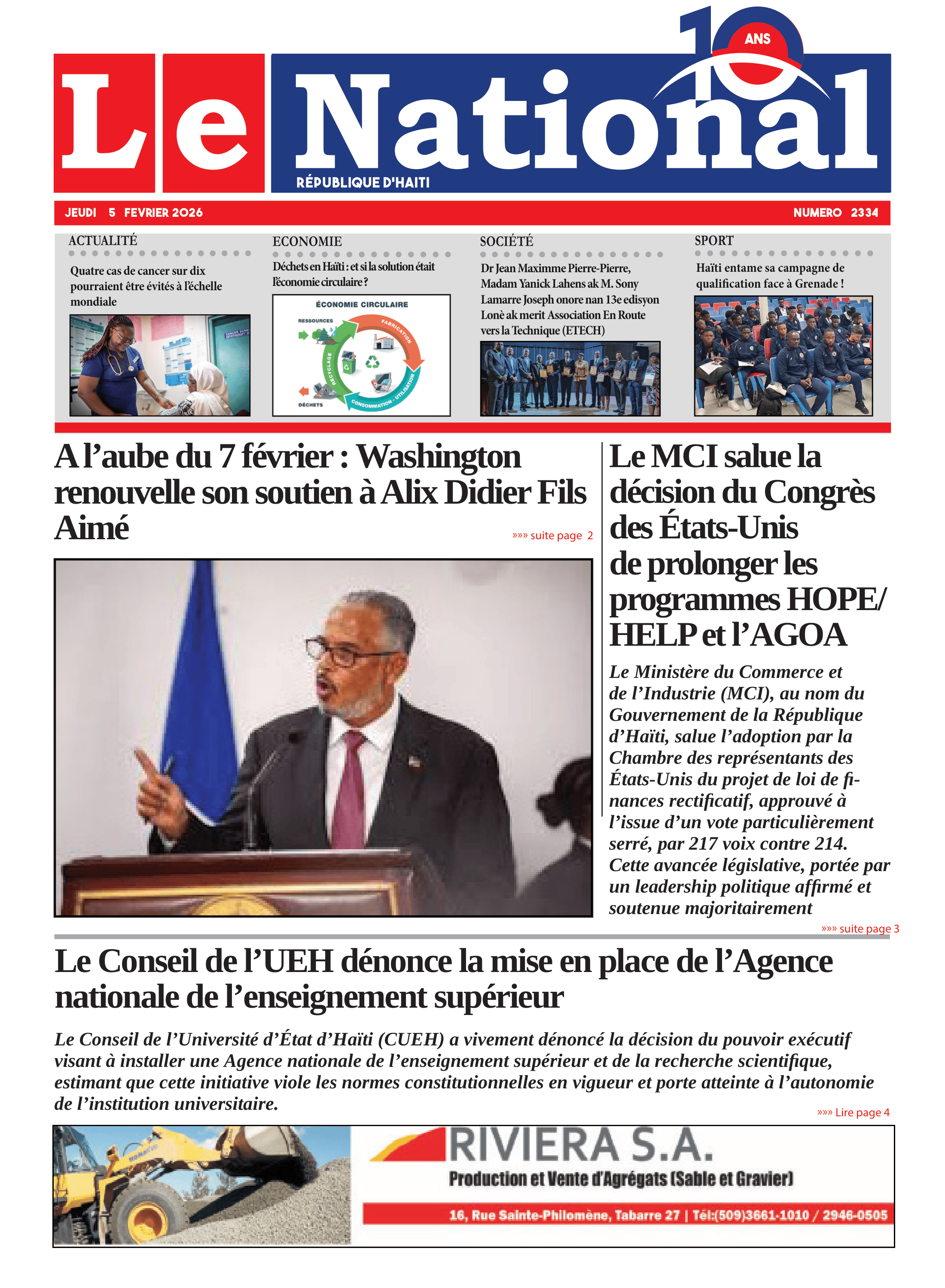 Page 1 de l'édition 2334
