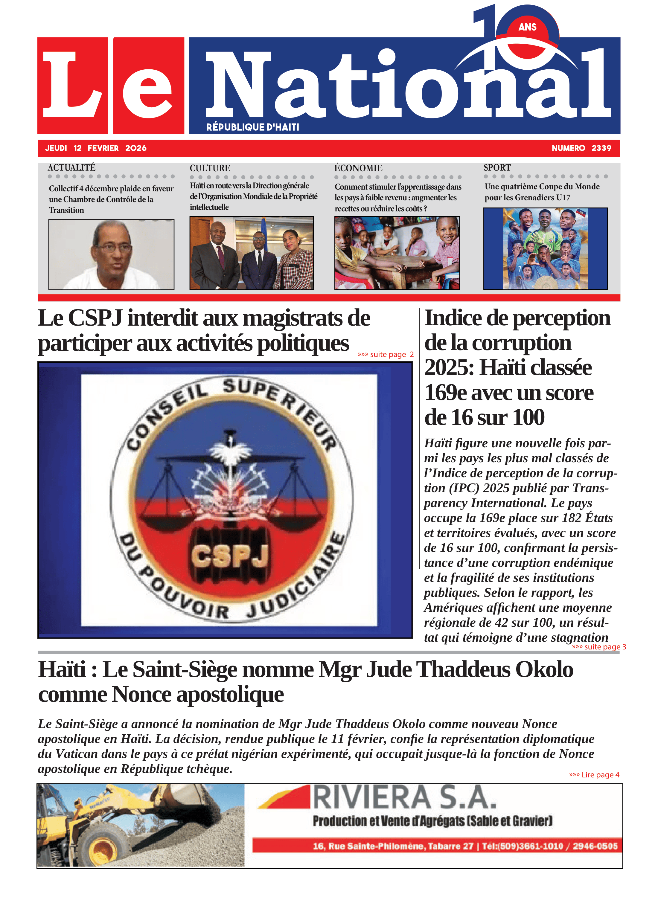 Page 1 de l'édition 2339