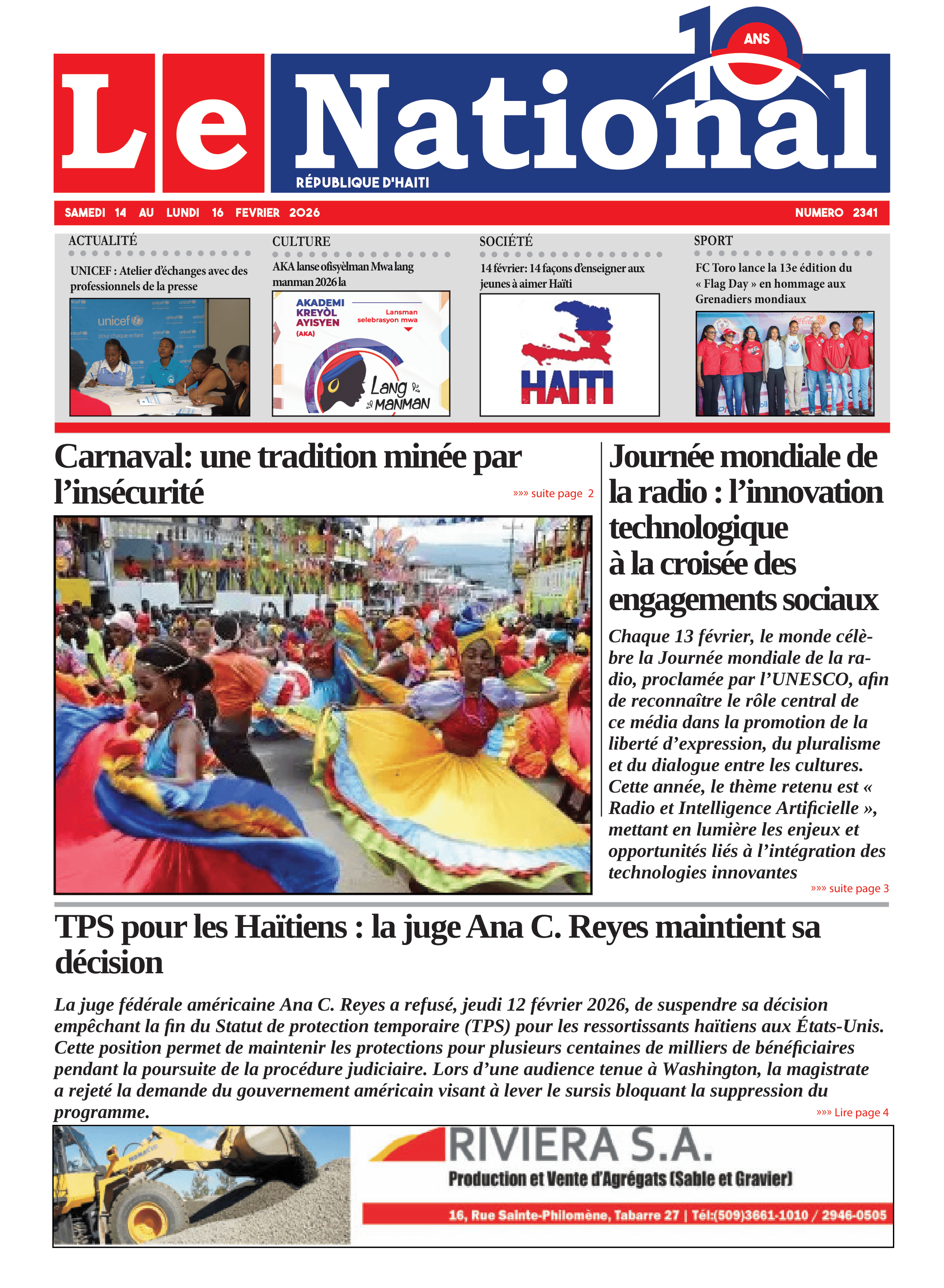 Page 1 de l'édition 2341