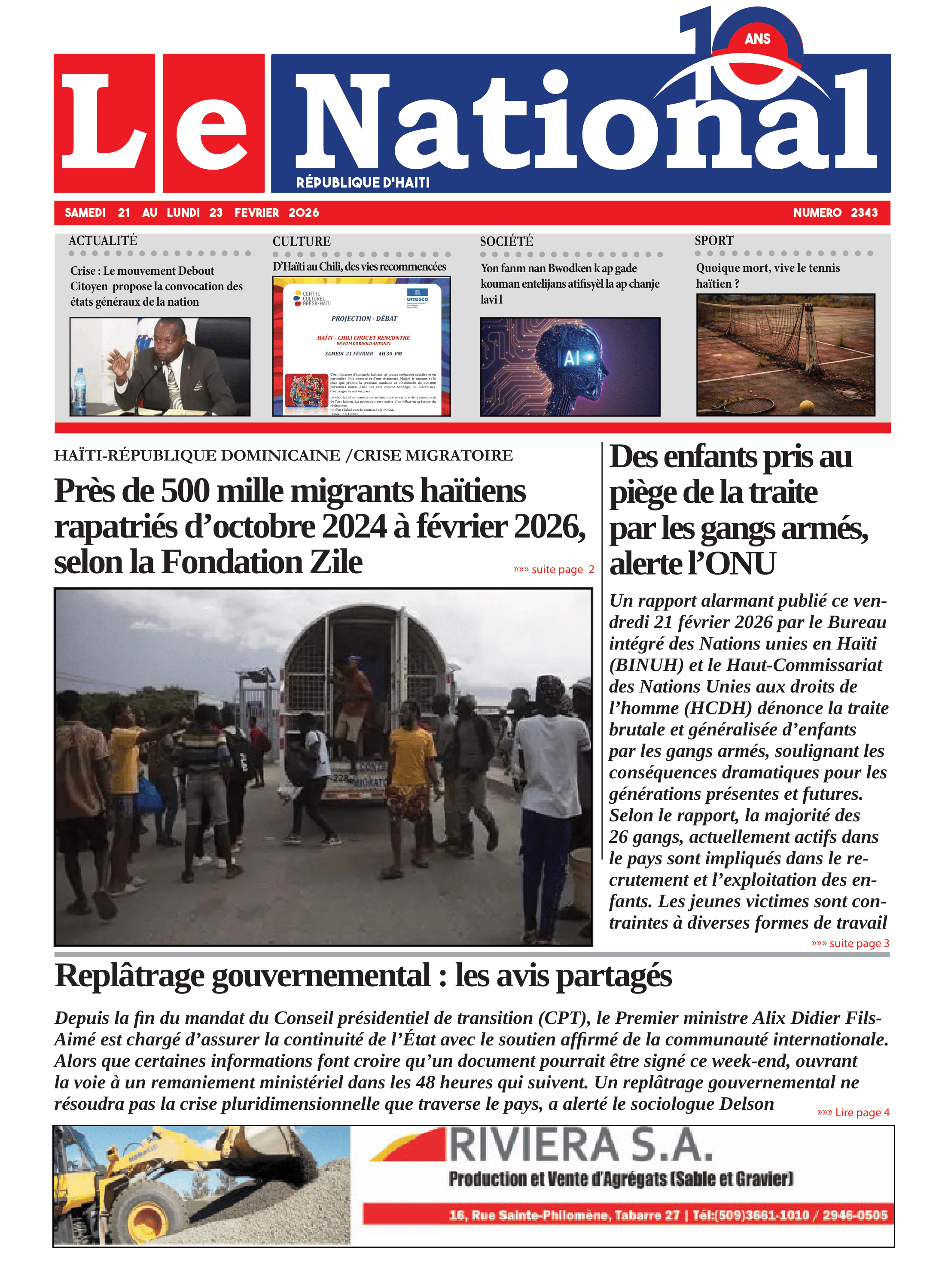 Page 1 de l'édition 2343
