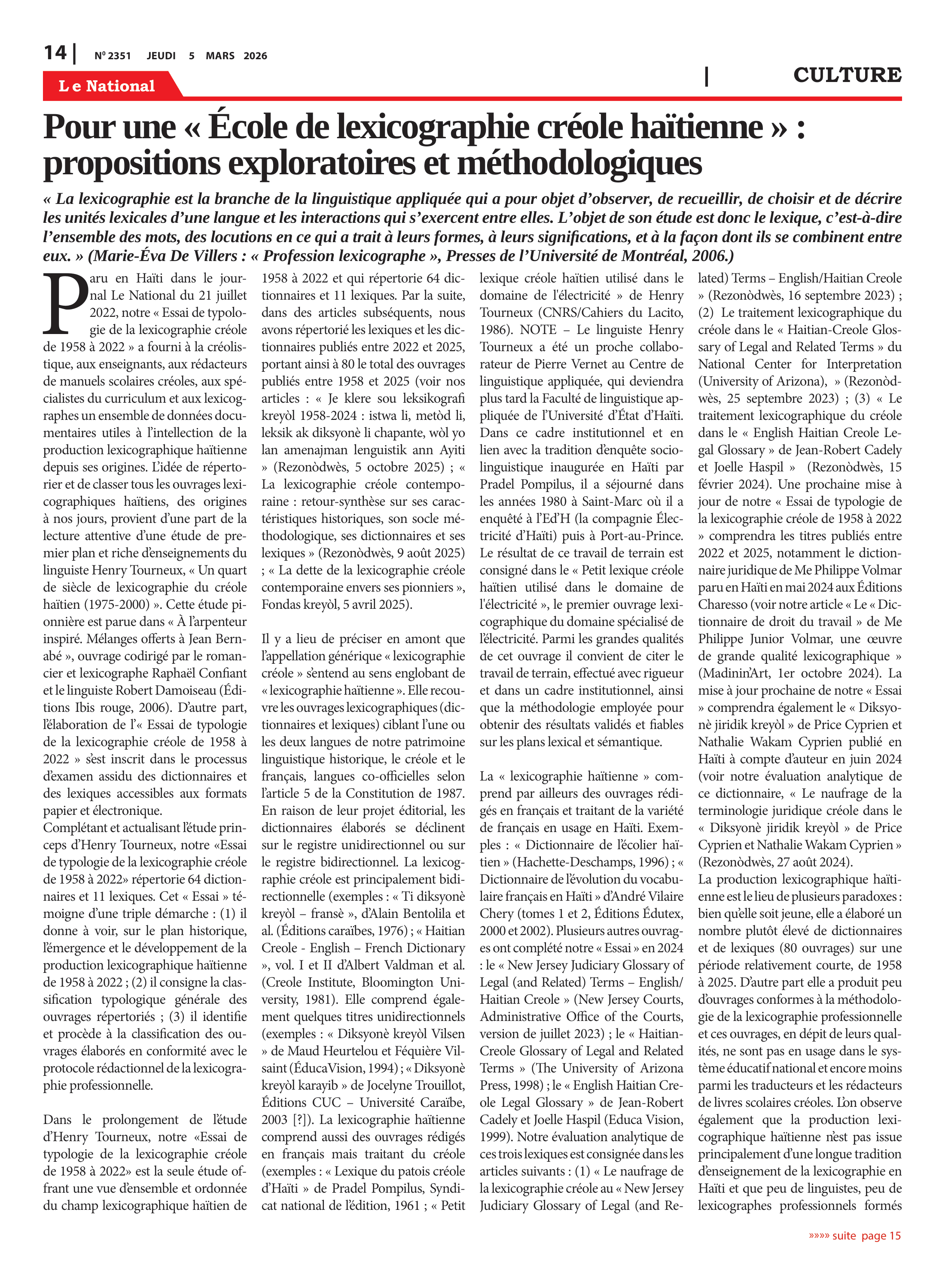 Page 14 de l'édition 2351