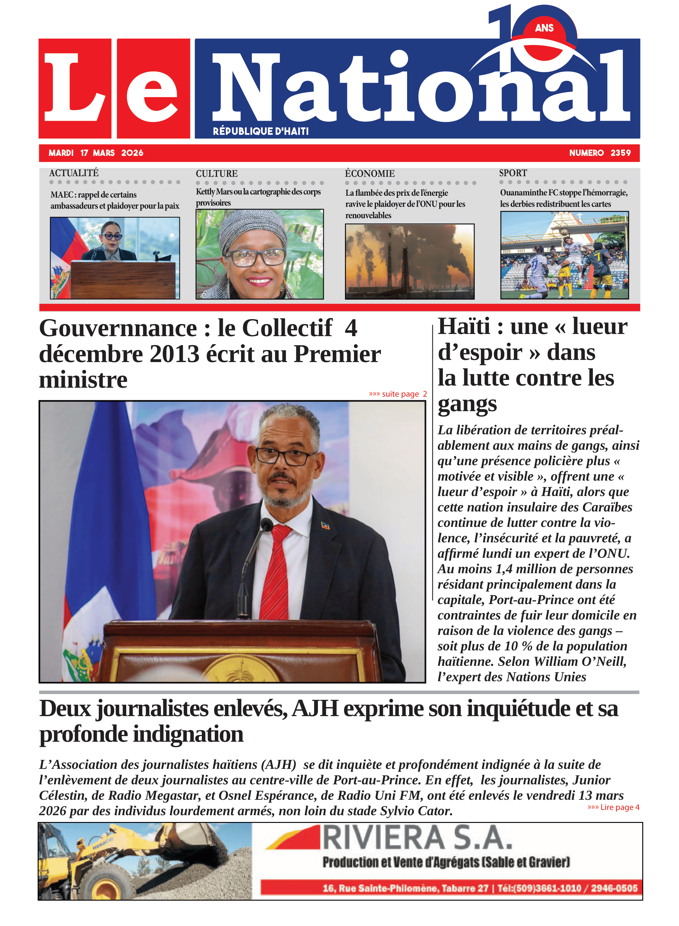 Page 1 de l'édition 2359