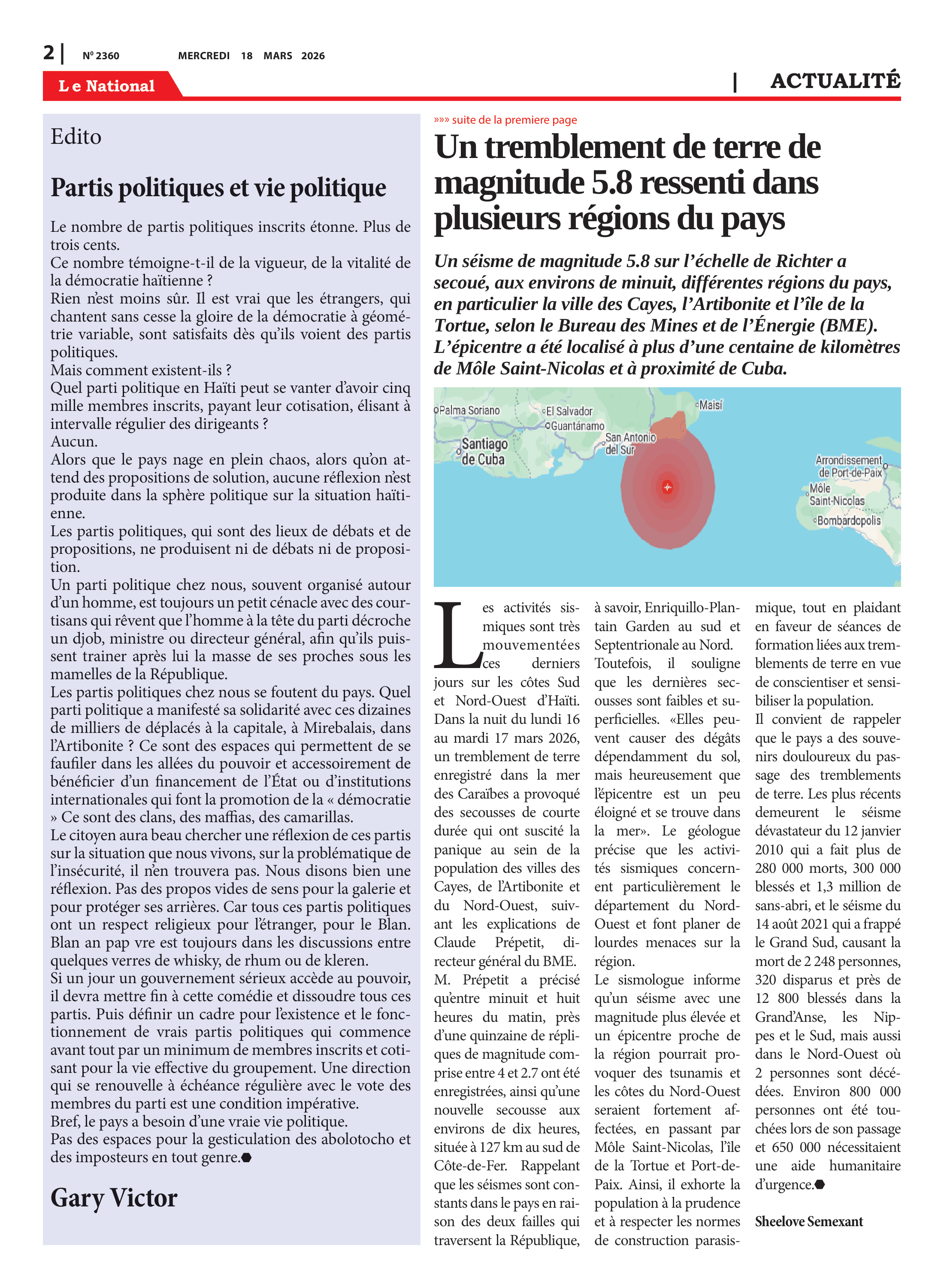 Page 2 de l'édition 2360