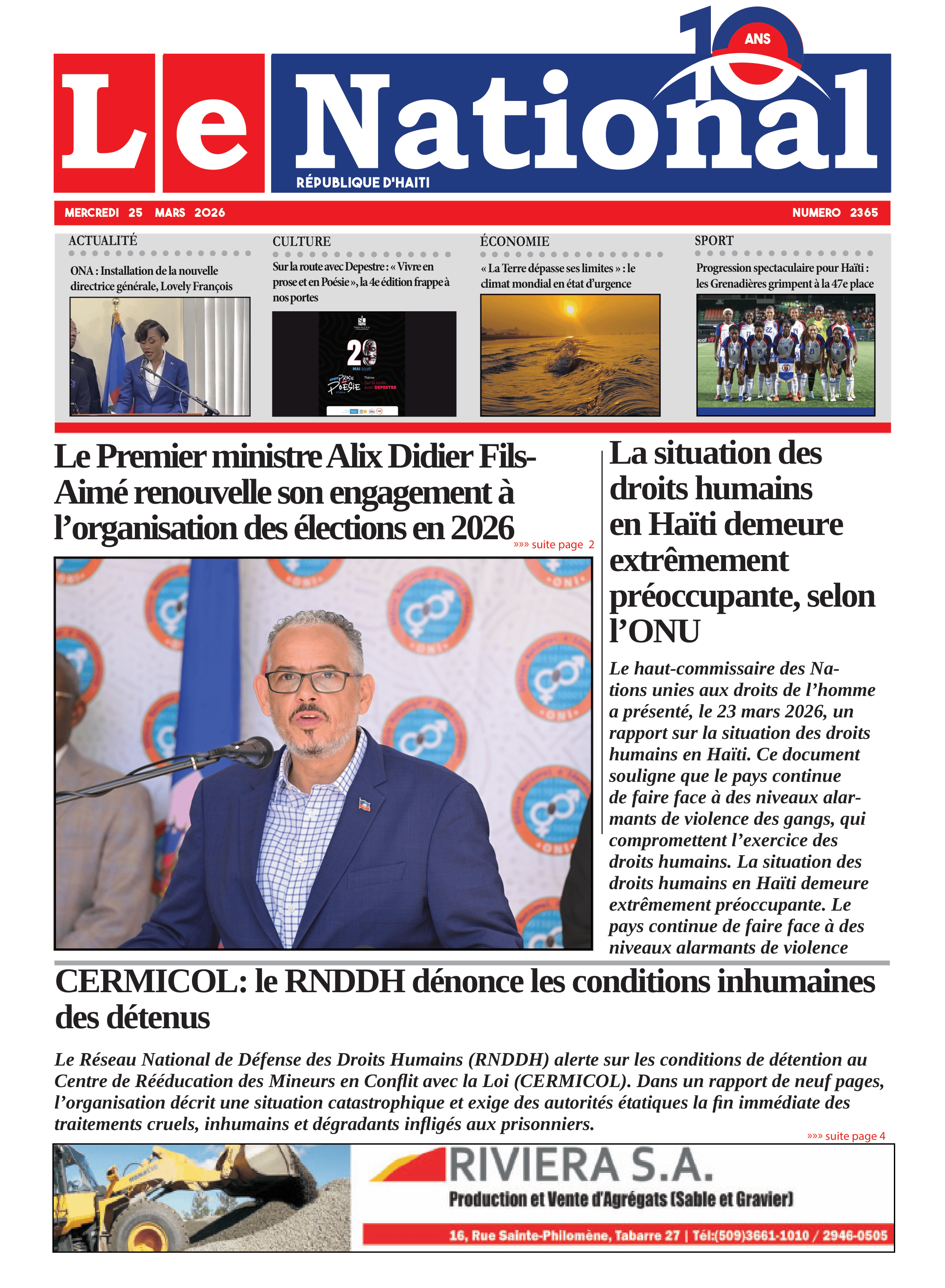 Page 1 de l'édition 2365