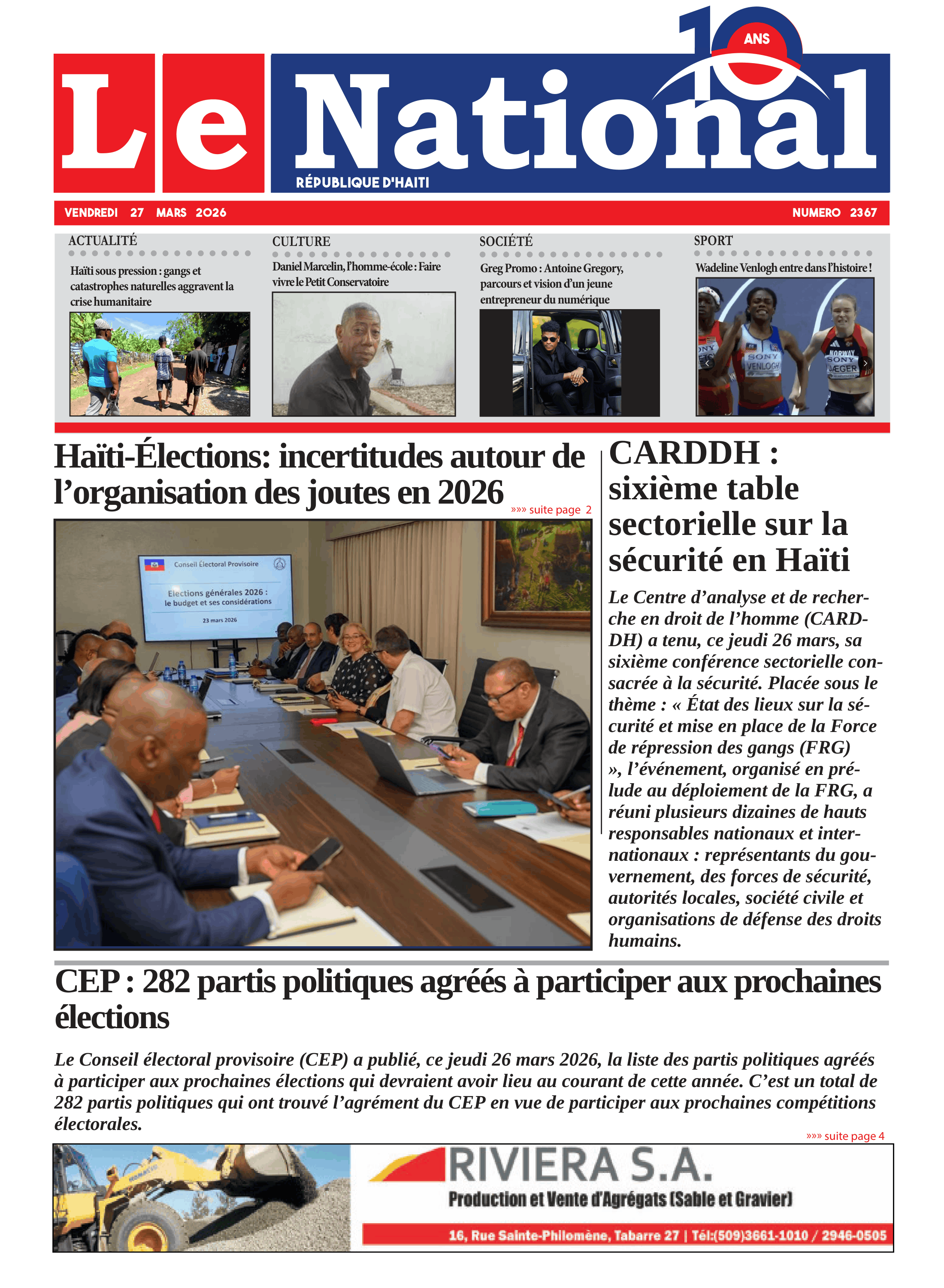 Page 1 de l'édition 2367