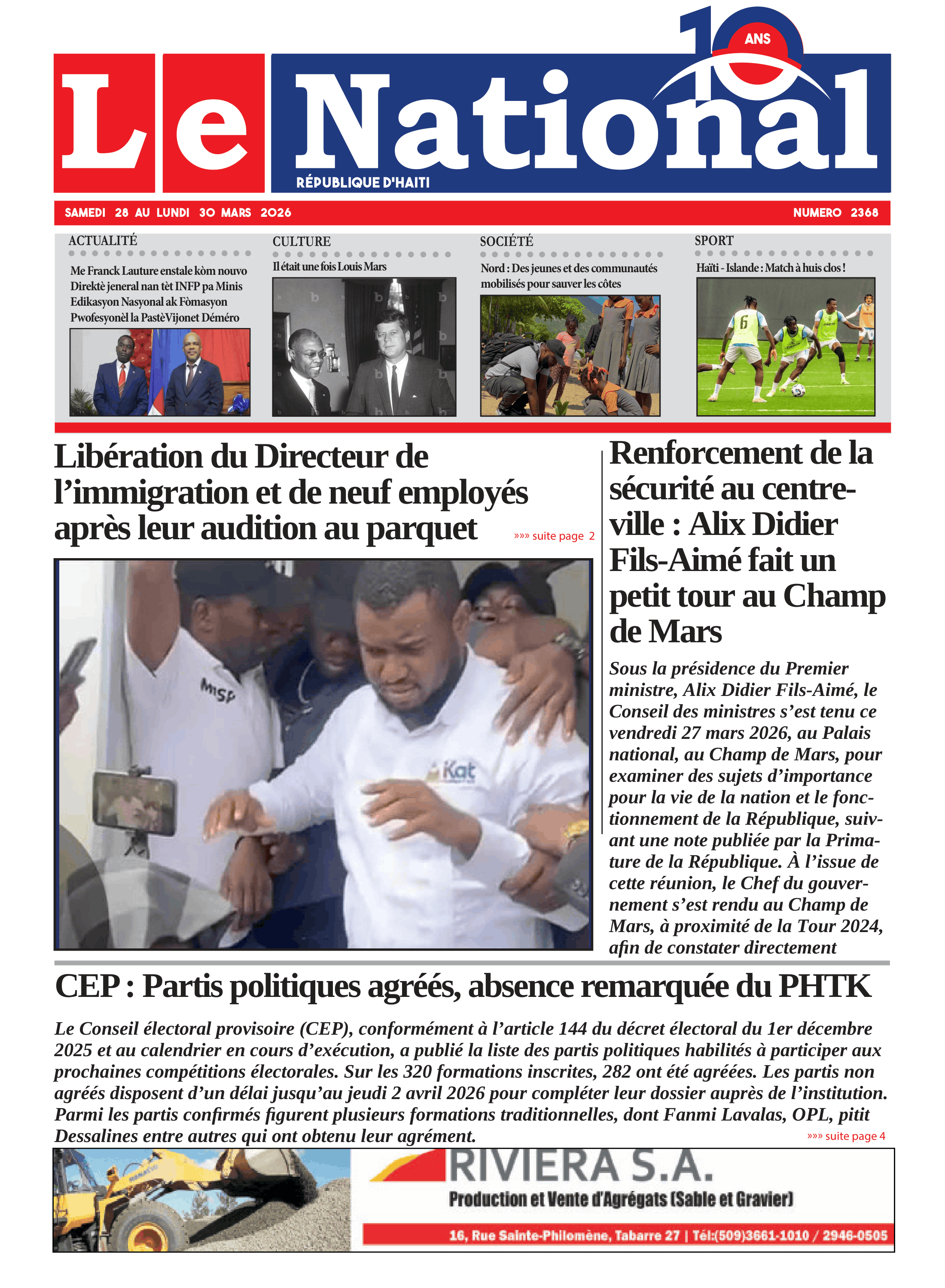 Page 1 de l'édition 2368