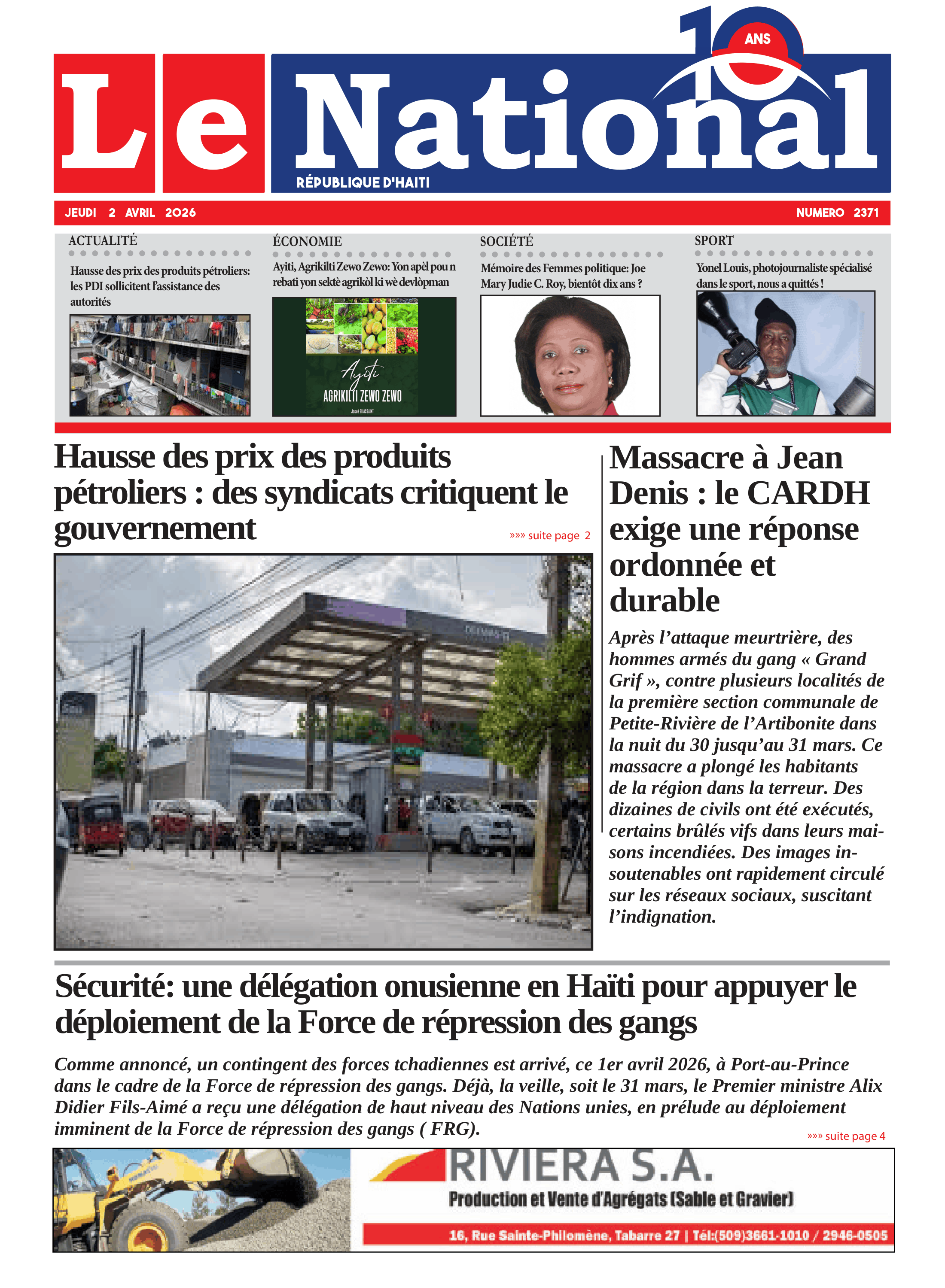 Page 1 de l'édition 2371