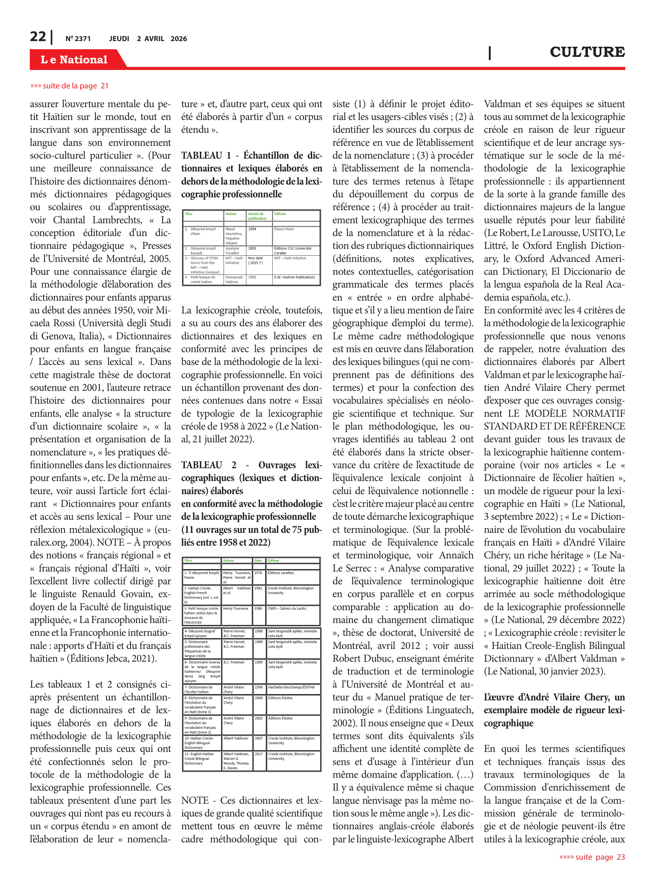 Page 22 de l'édition 2371