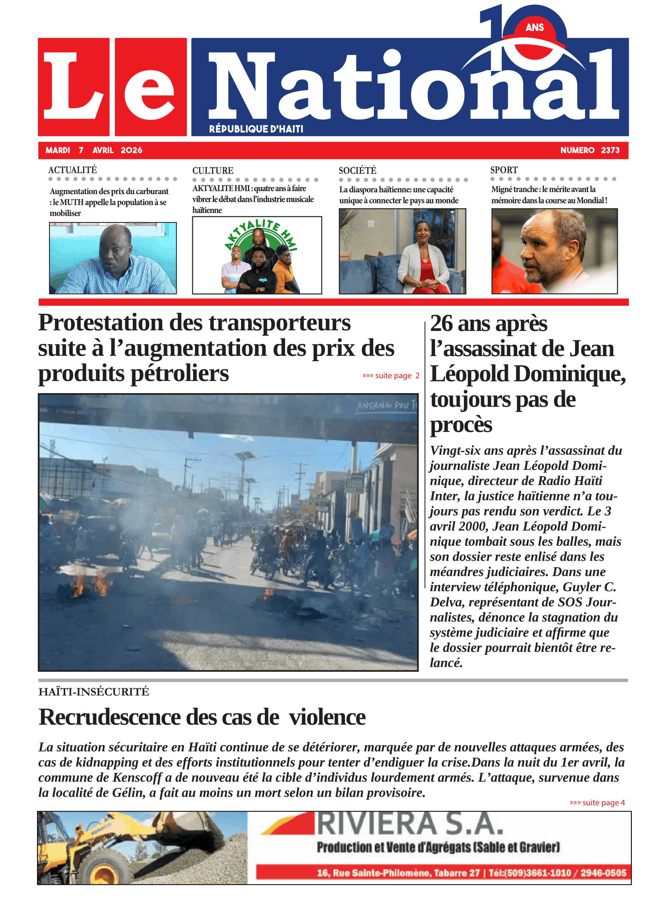Page 1 de l'édition 2373