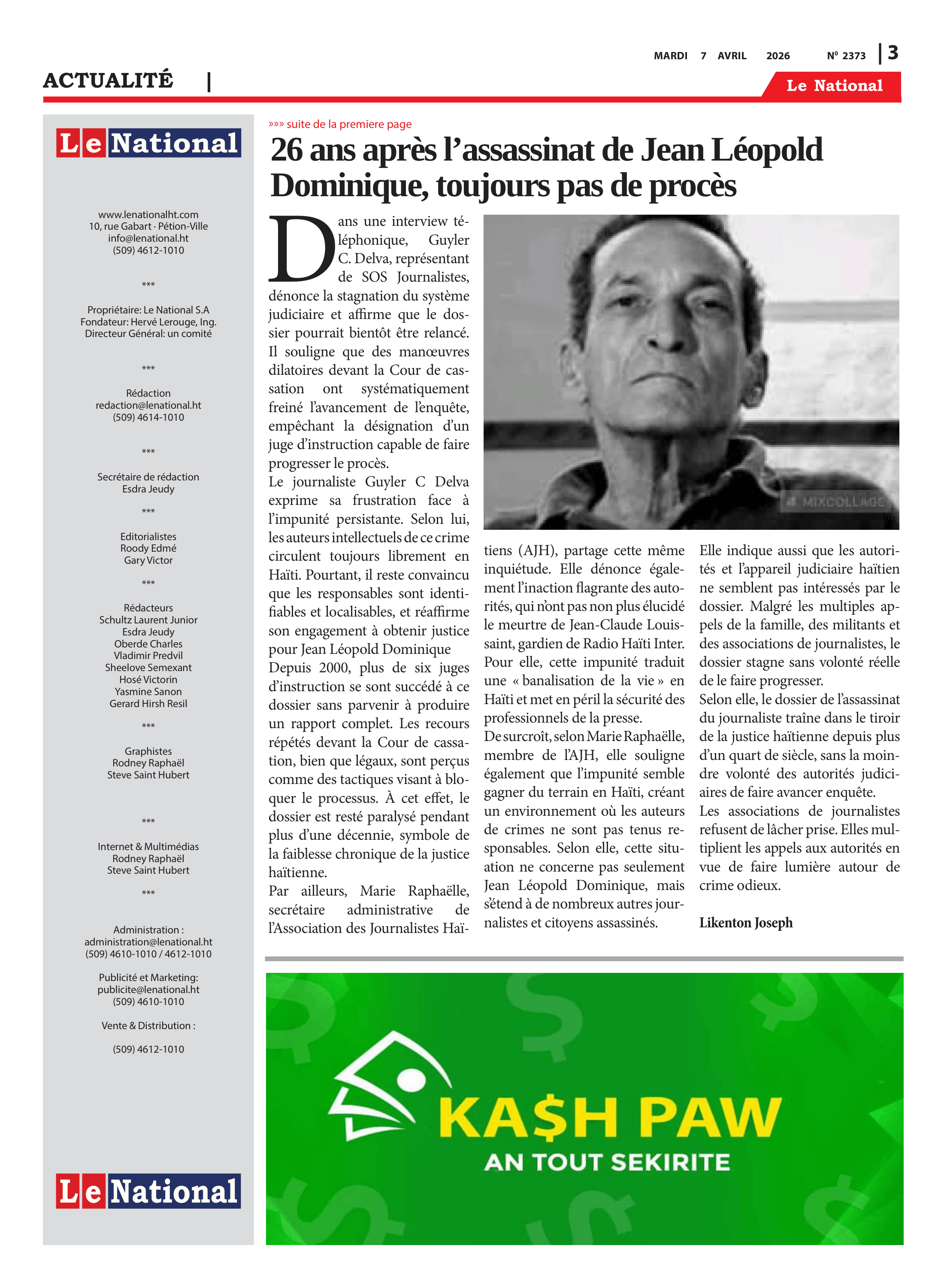 Page 3 de l'édition 2373