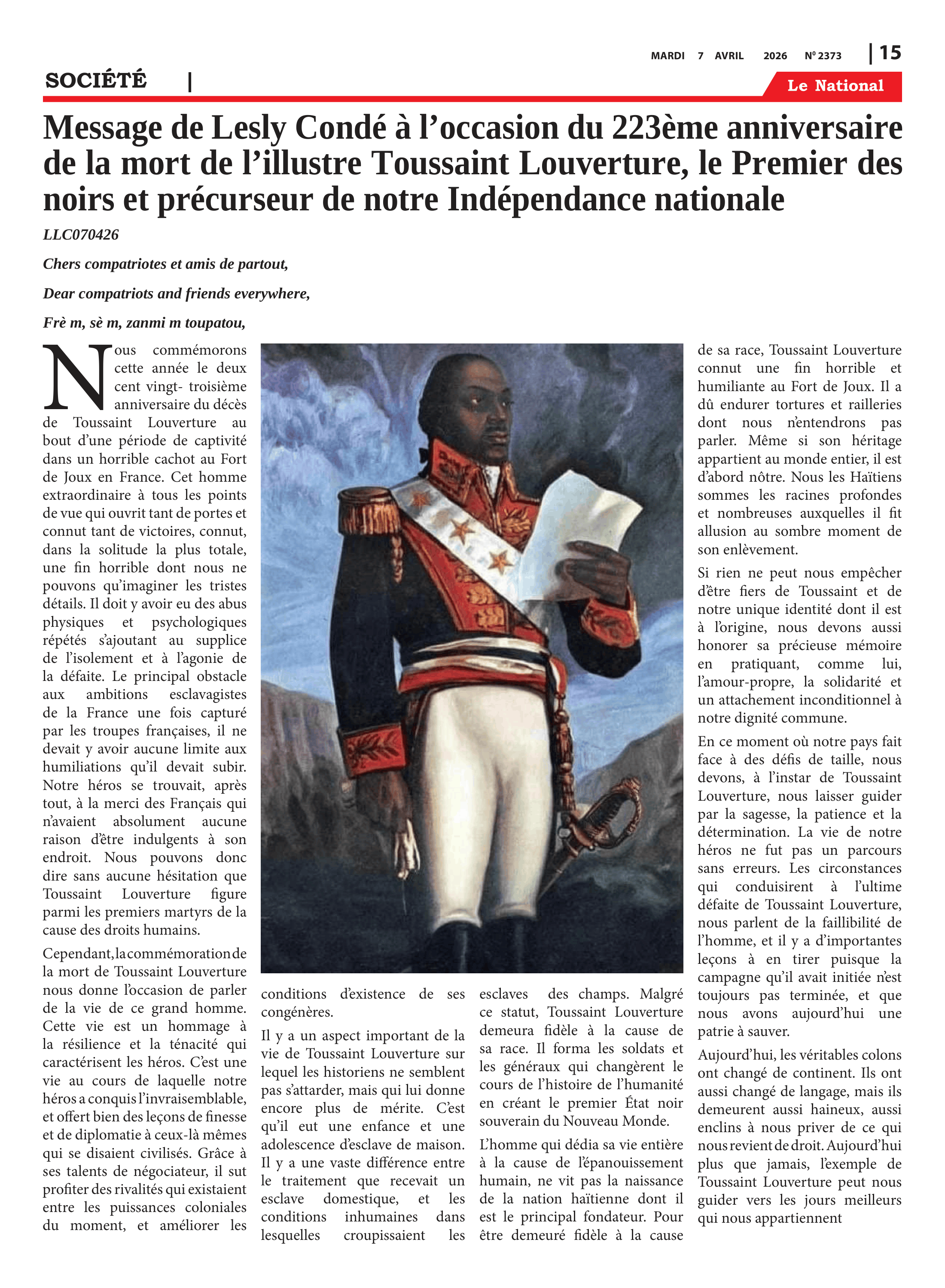 Page 15 de l'édition 2373