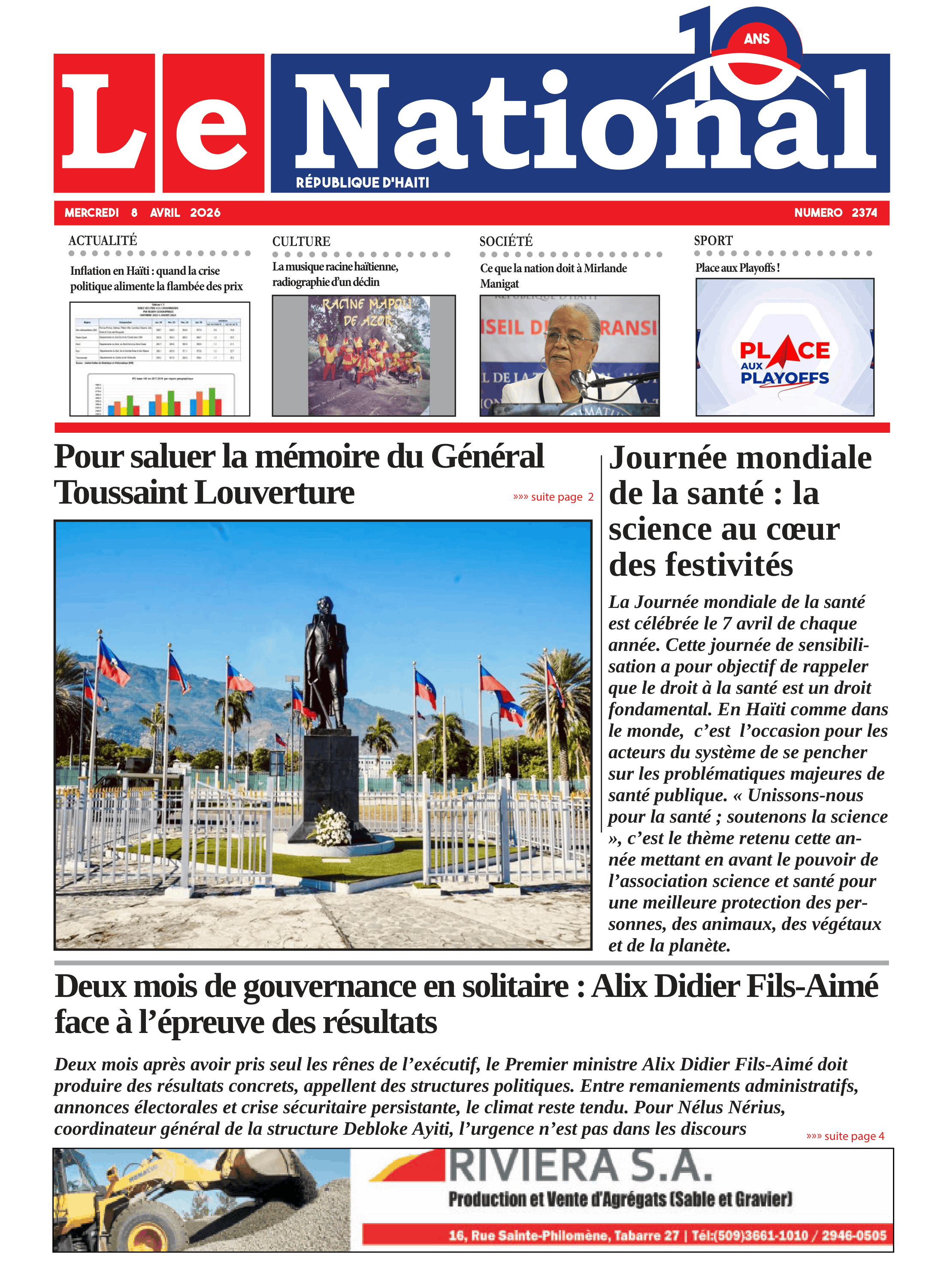Page 1 de l'édition 2374
