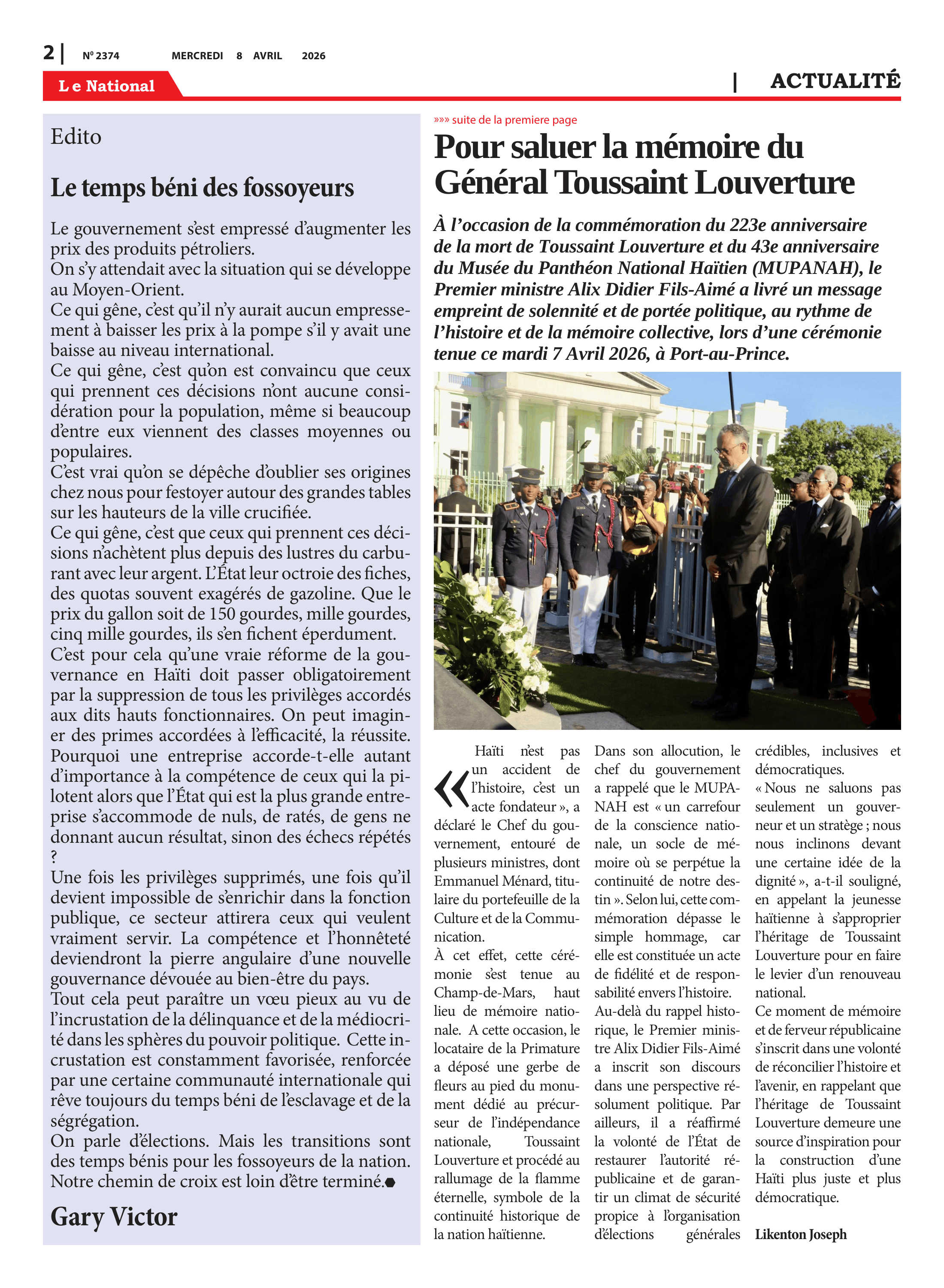 Page 2 de l'édition 2374
