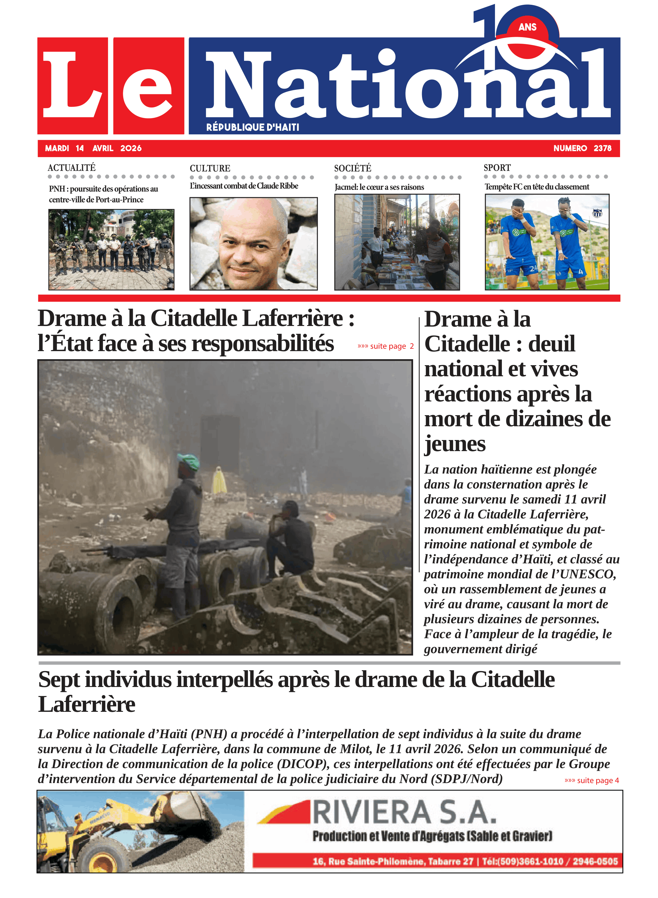 Page 1 de l'édition 2378