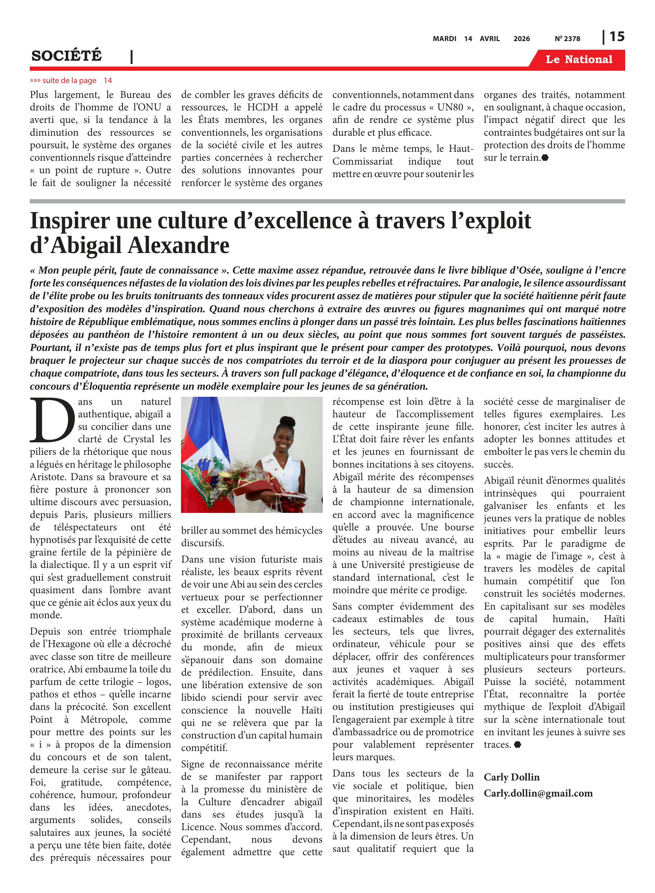 Page 15 de l'édition 2378