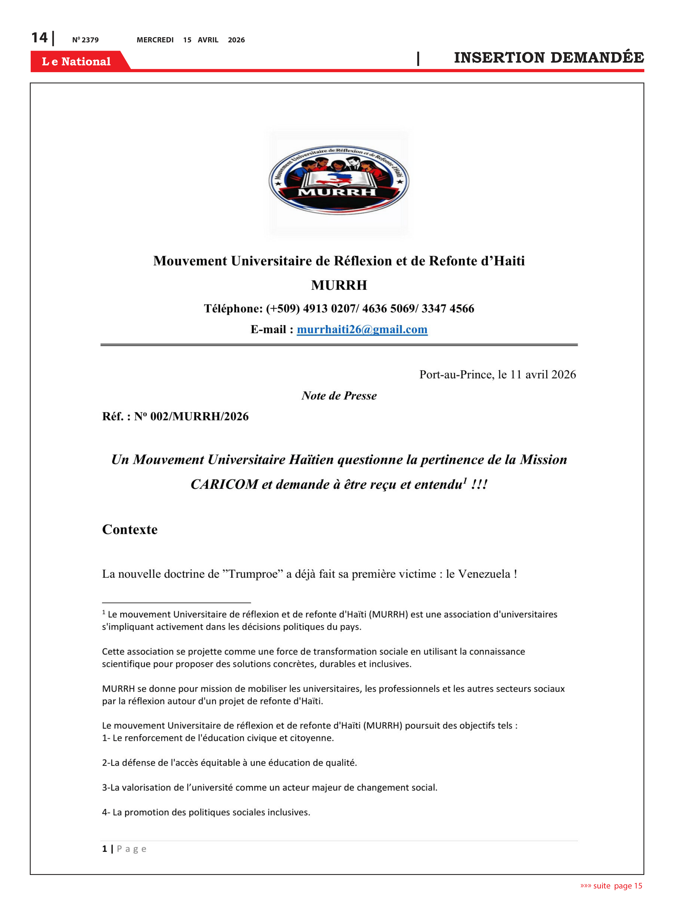 Page 14 de l'édition 2379