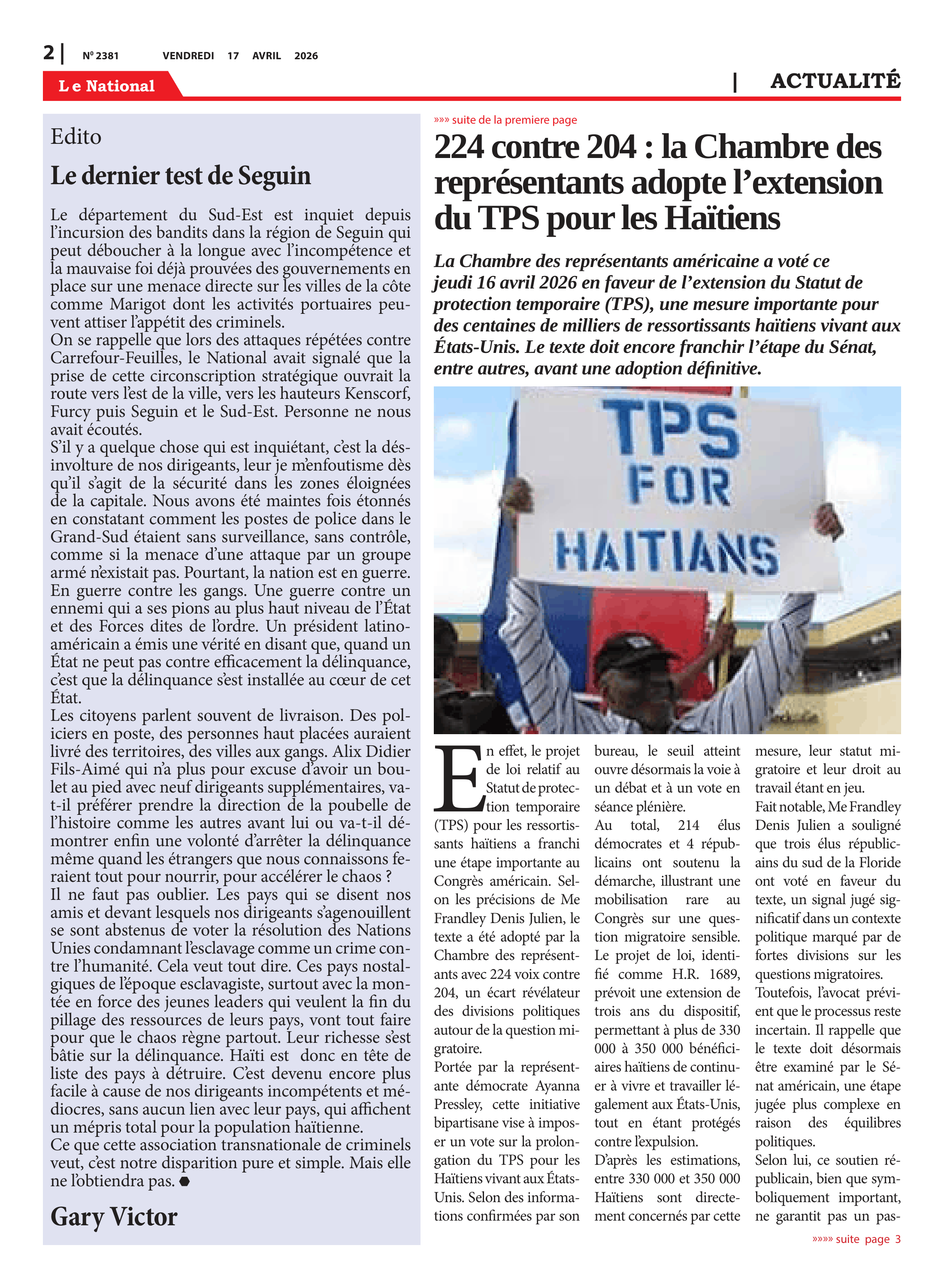 Page 2 de l'édition 2381