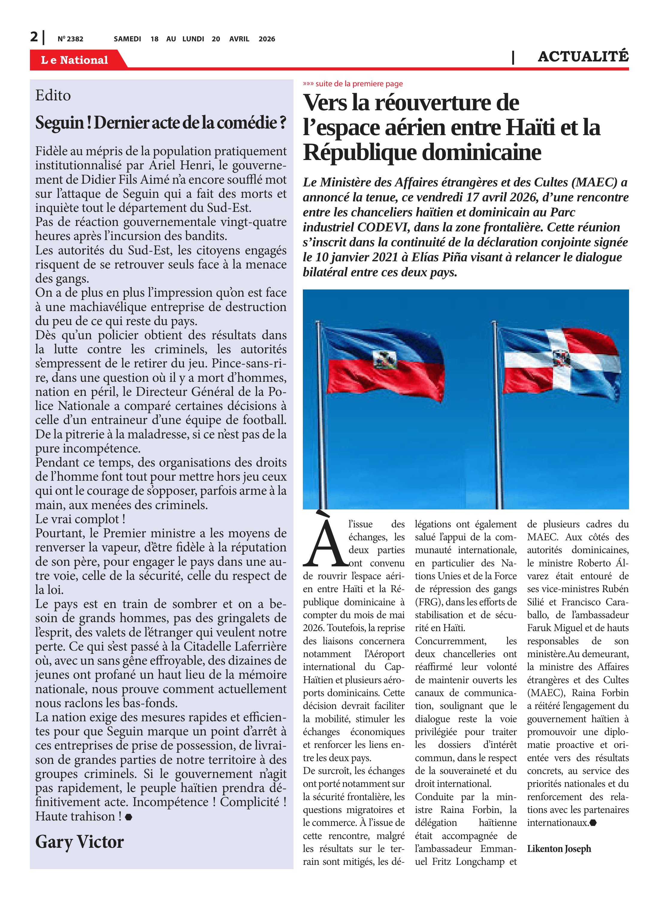 Page 2 de l'édition 2382