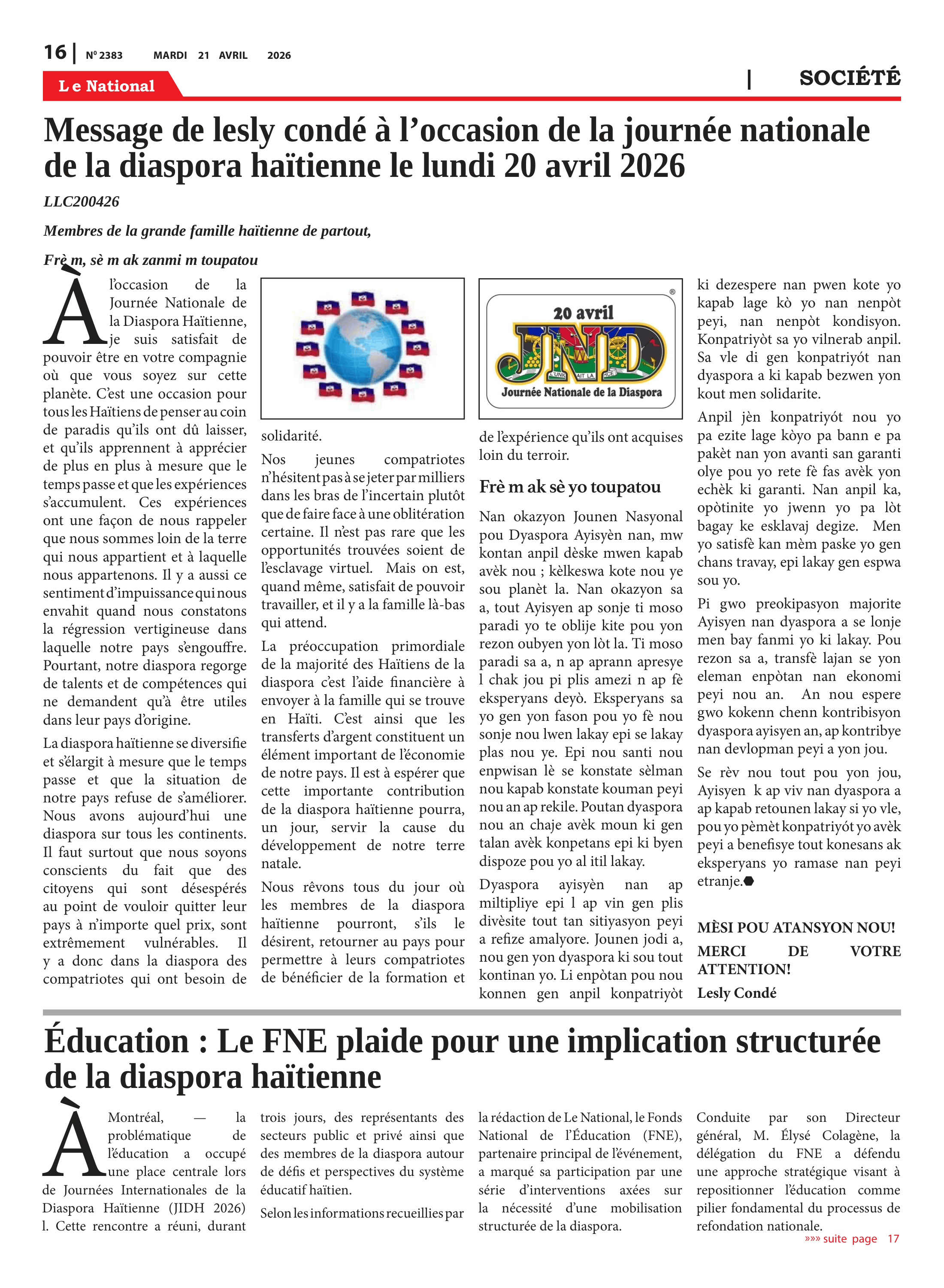 Page 16 de l'édition 2383