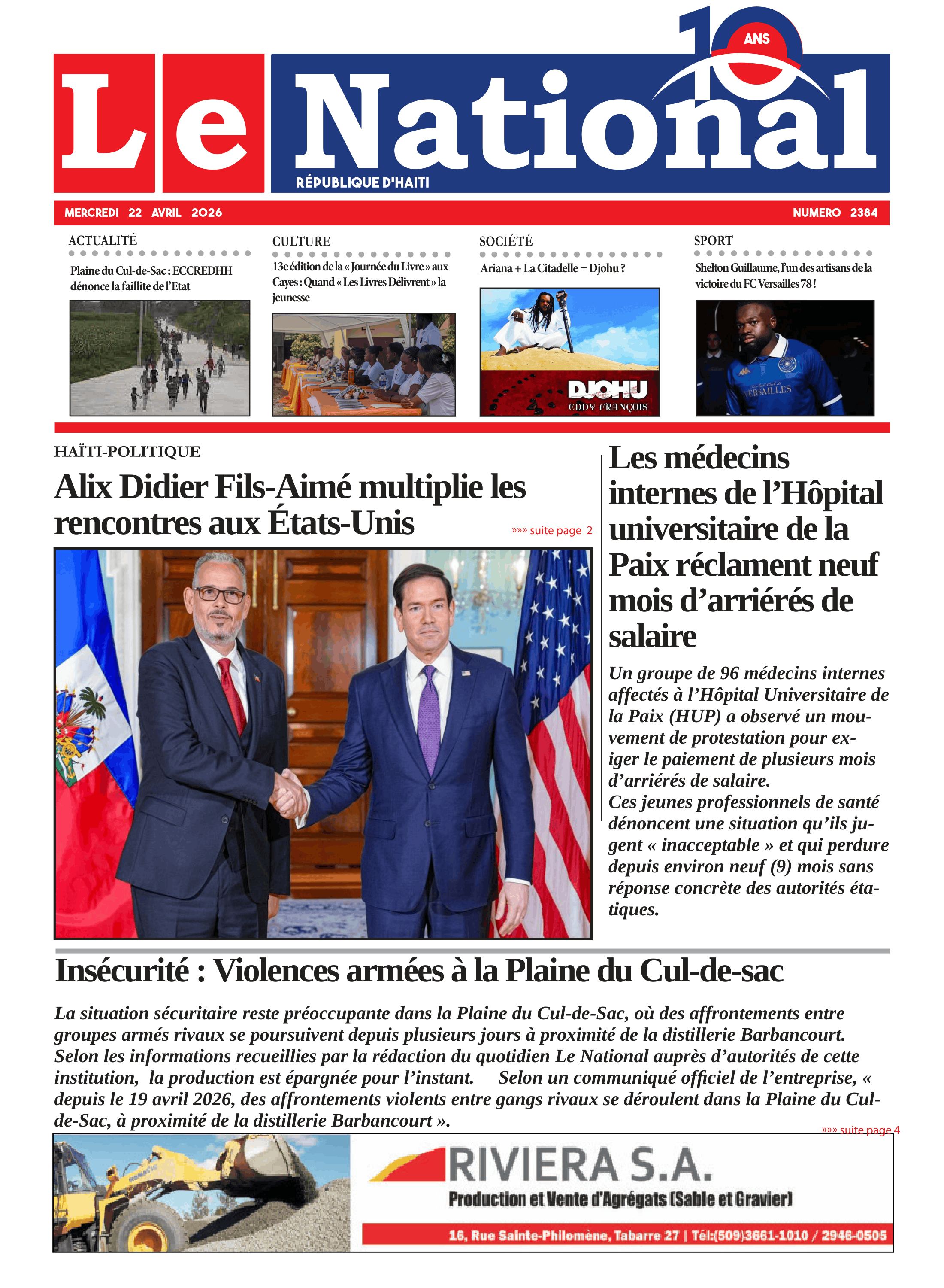 Page 1 de l'édition 2384