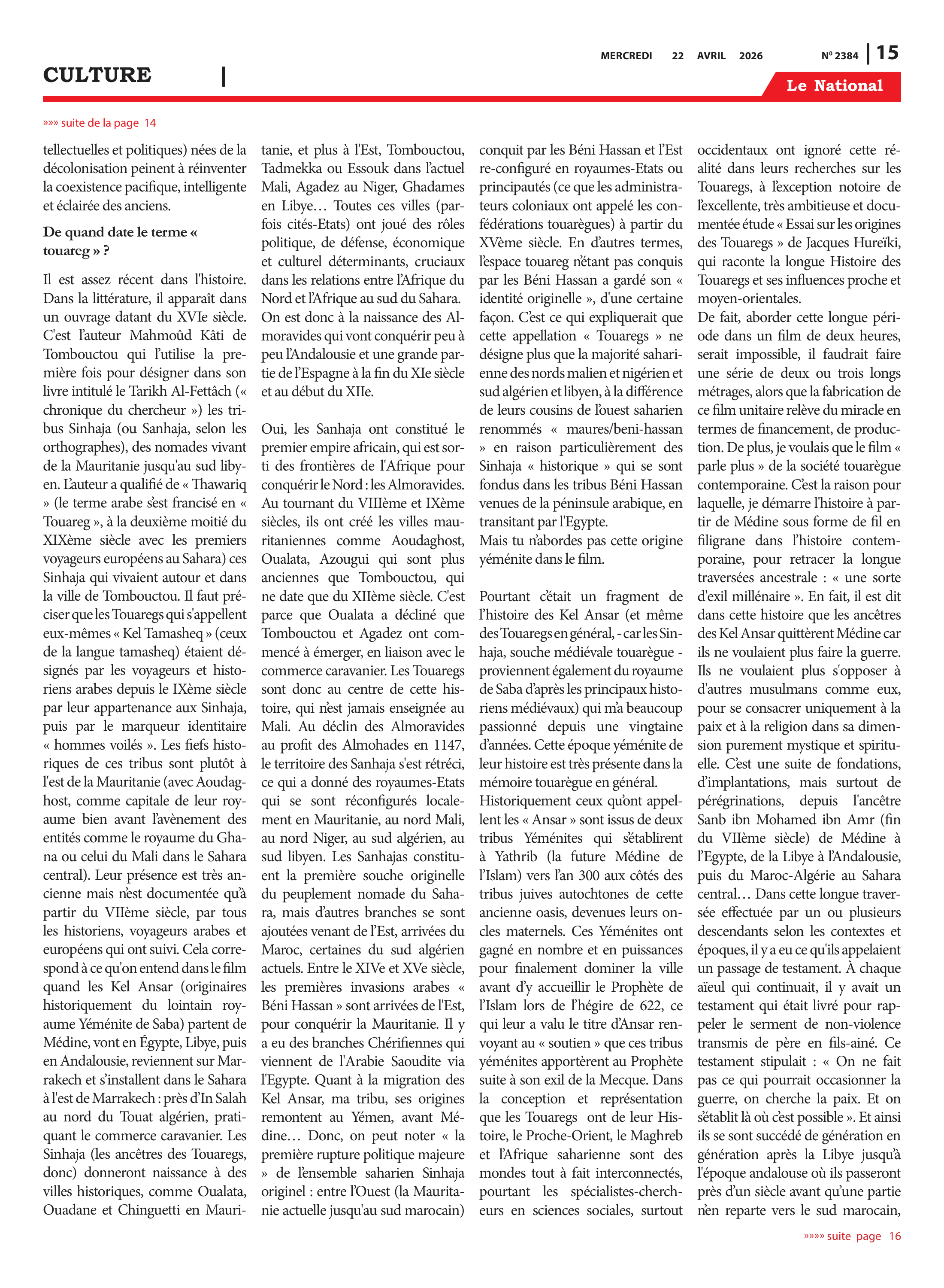 Page 15 de l'édition 2384