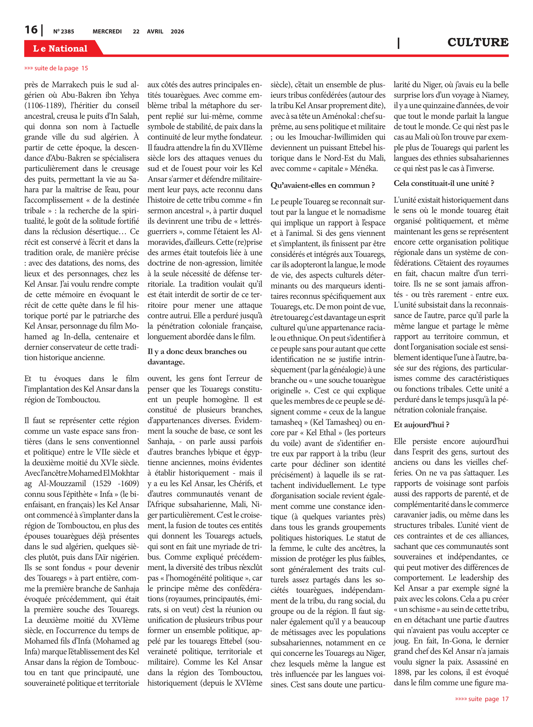 Page 16 de l'édition 2384