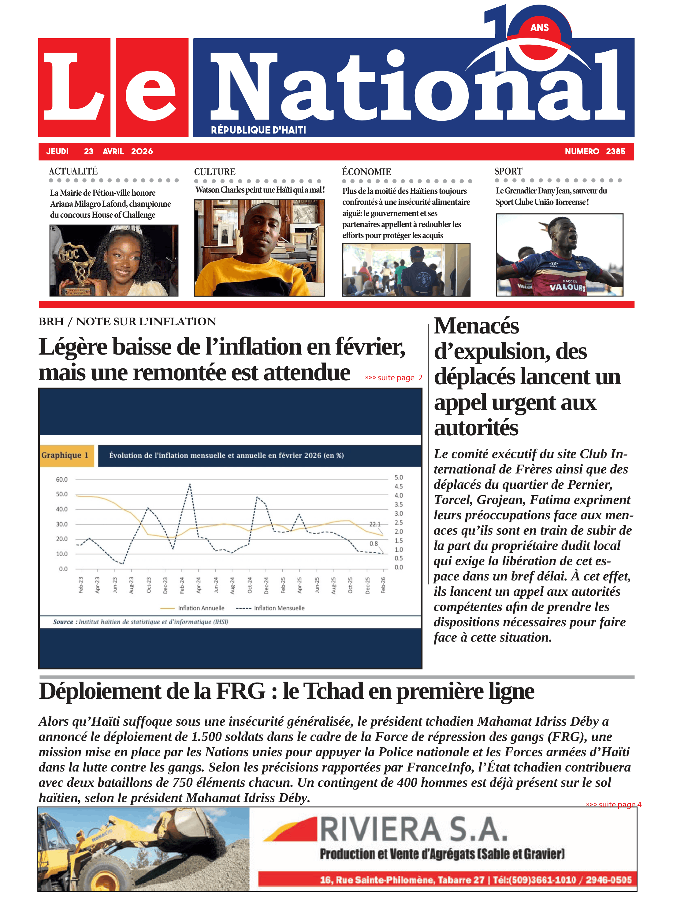 Page 1 de l'édition 2385