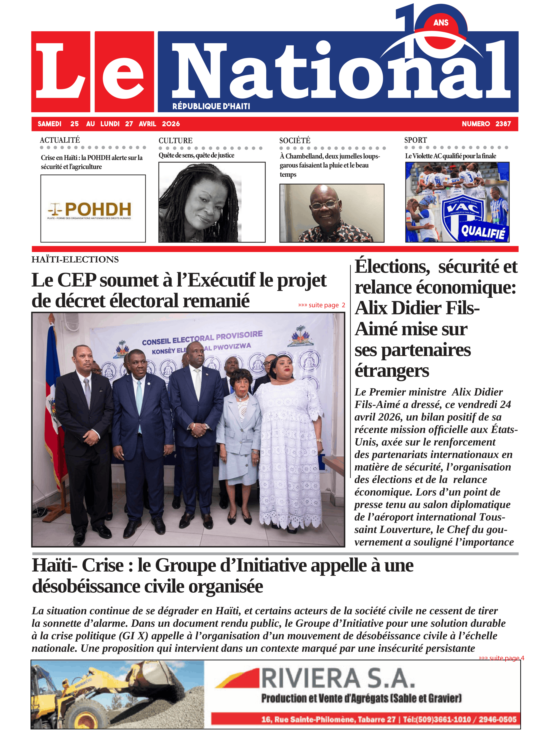 Page 1 de l'édition 2387