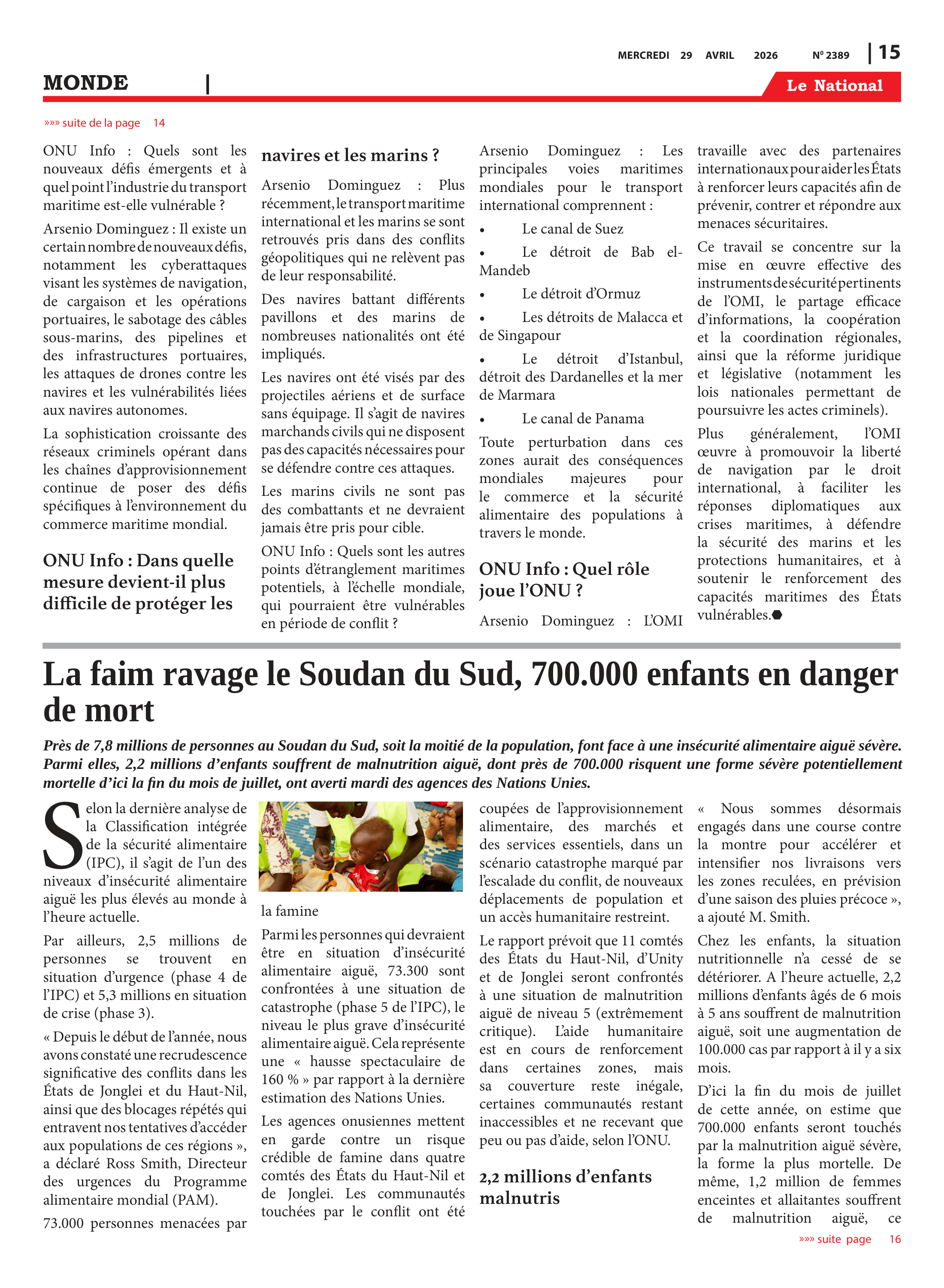 Page 15 de l'édition 2389