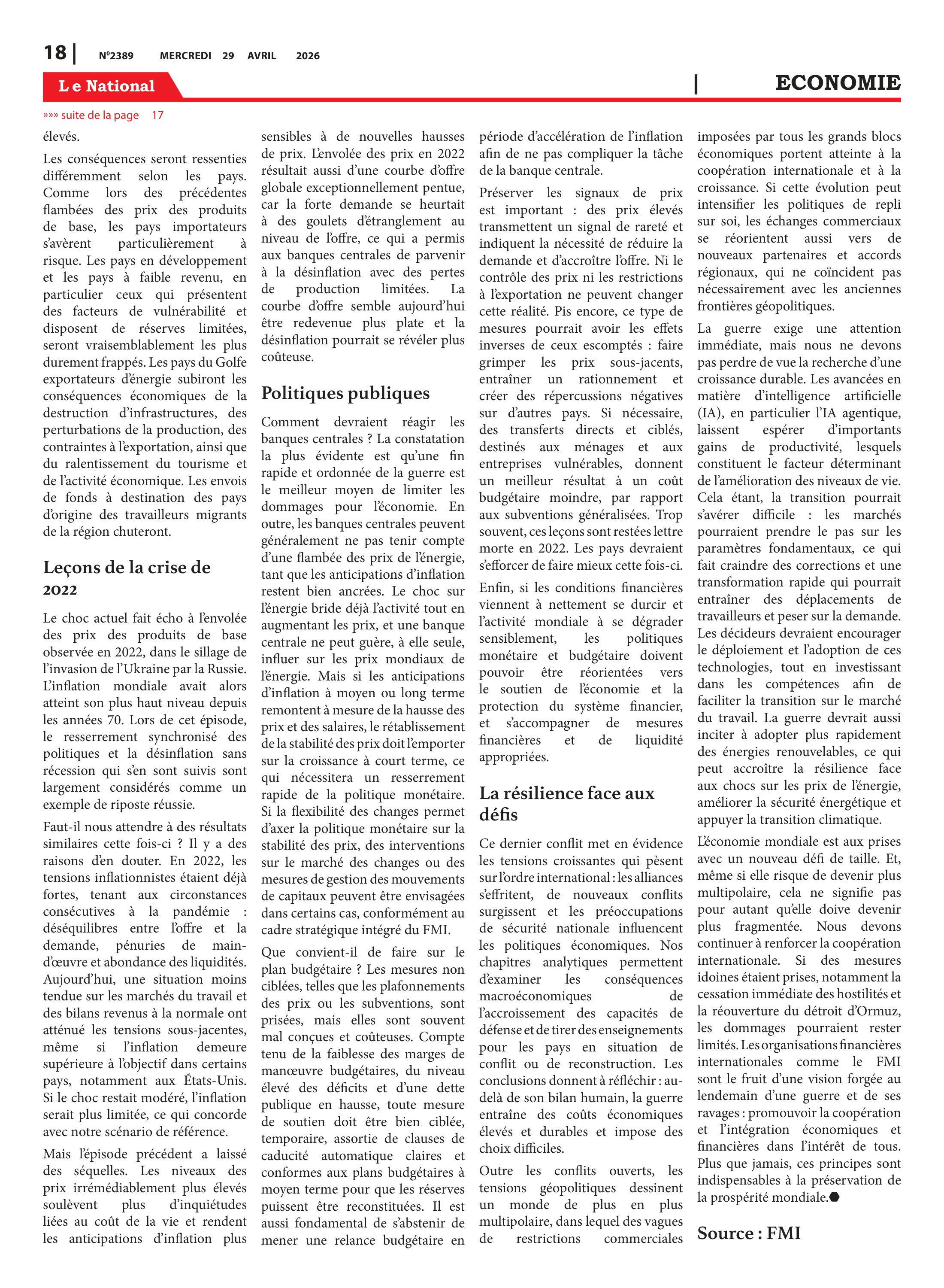 Page 18 de l'édition 2389