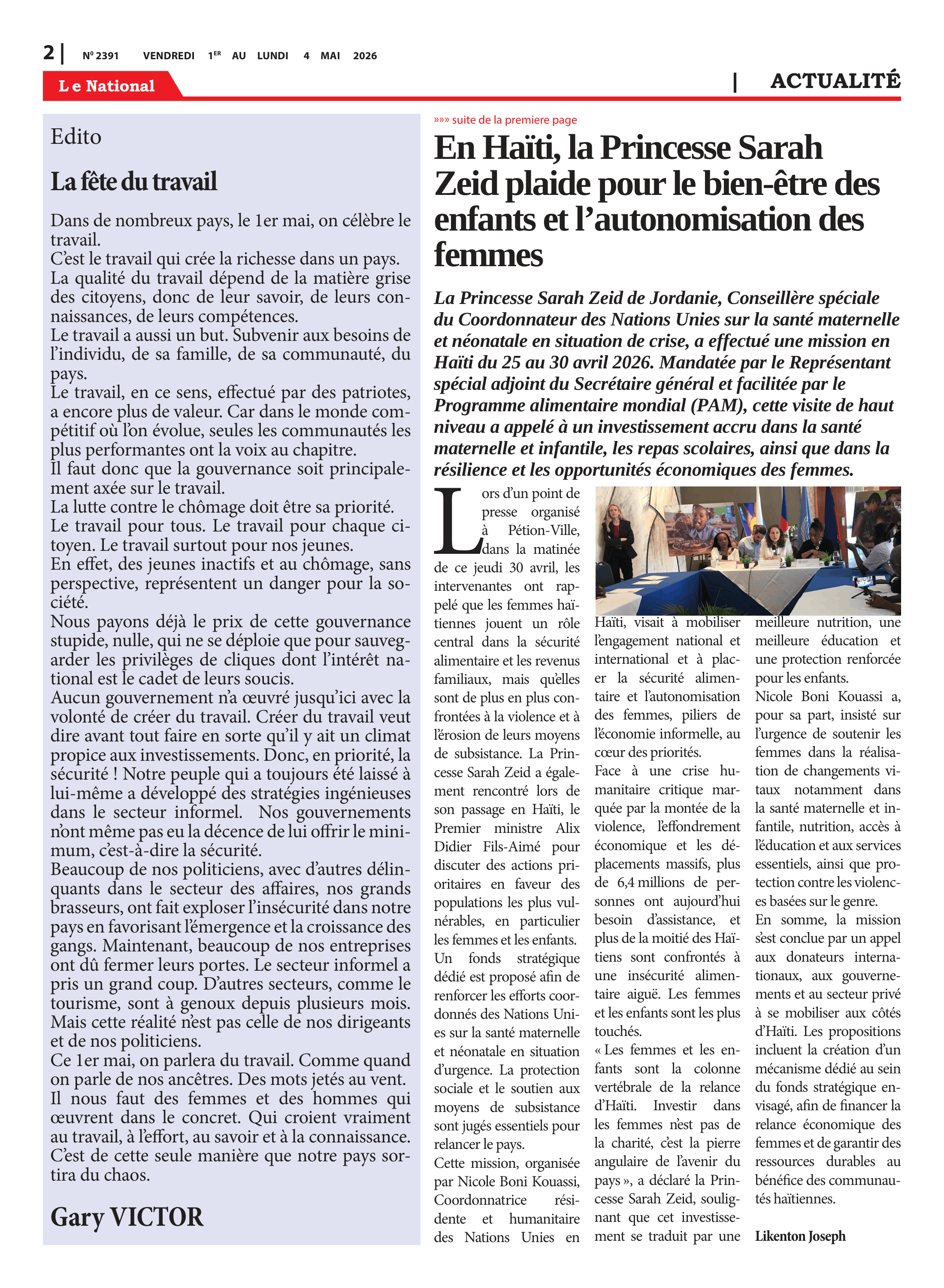 Page 2 de l'édition 2391
