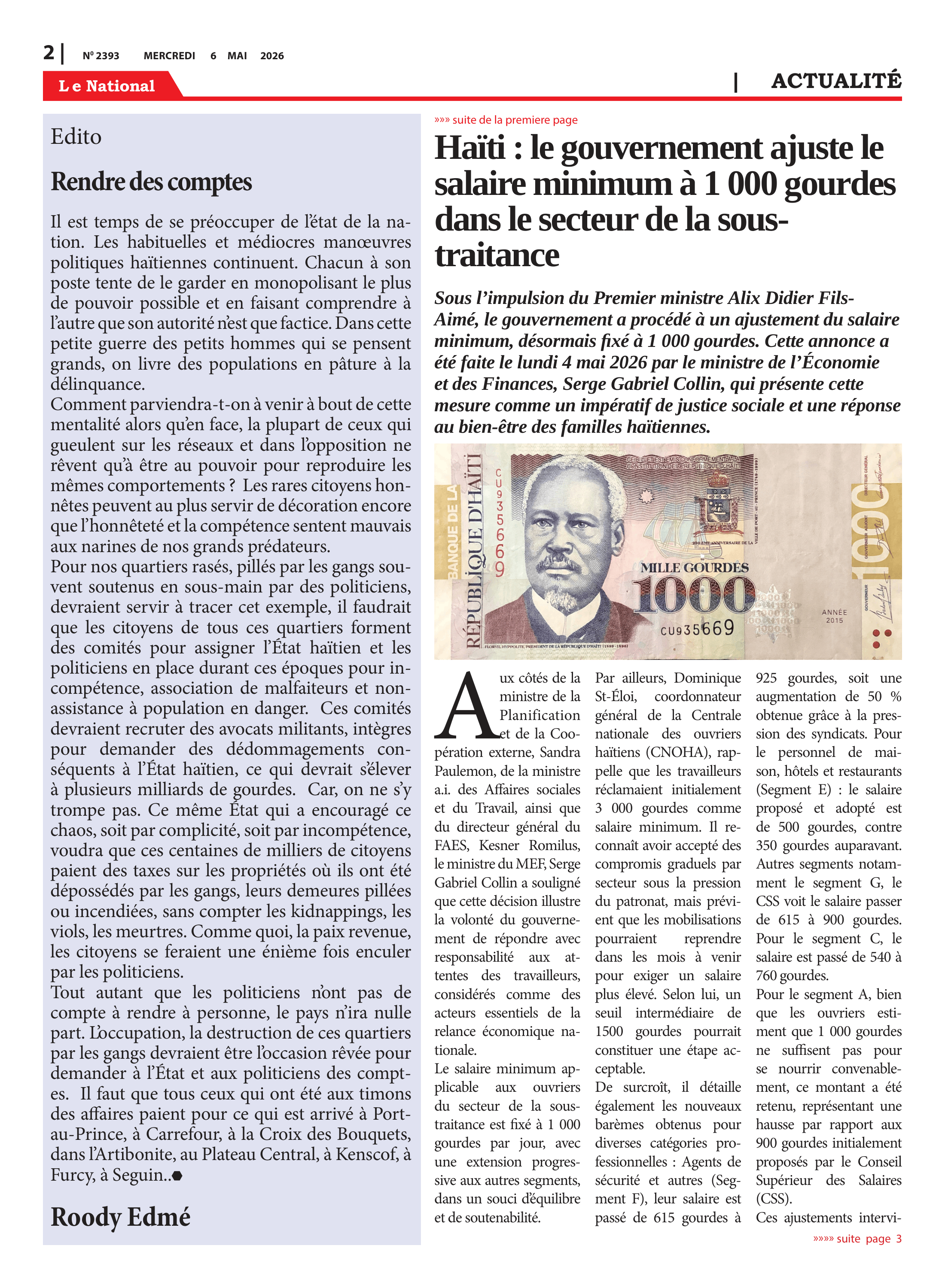 Page 2 de l'édition 2393