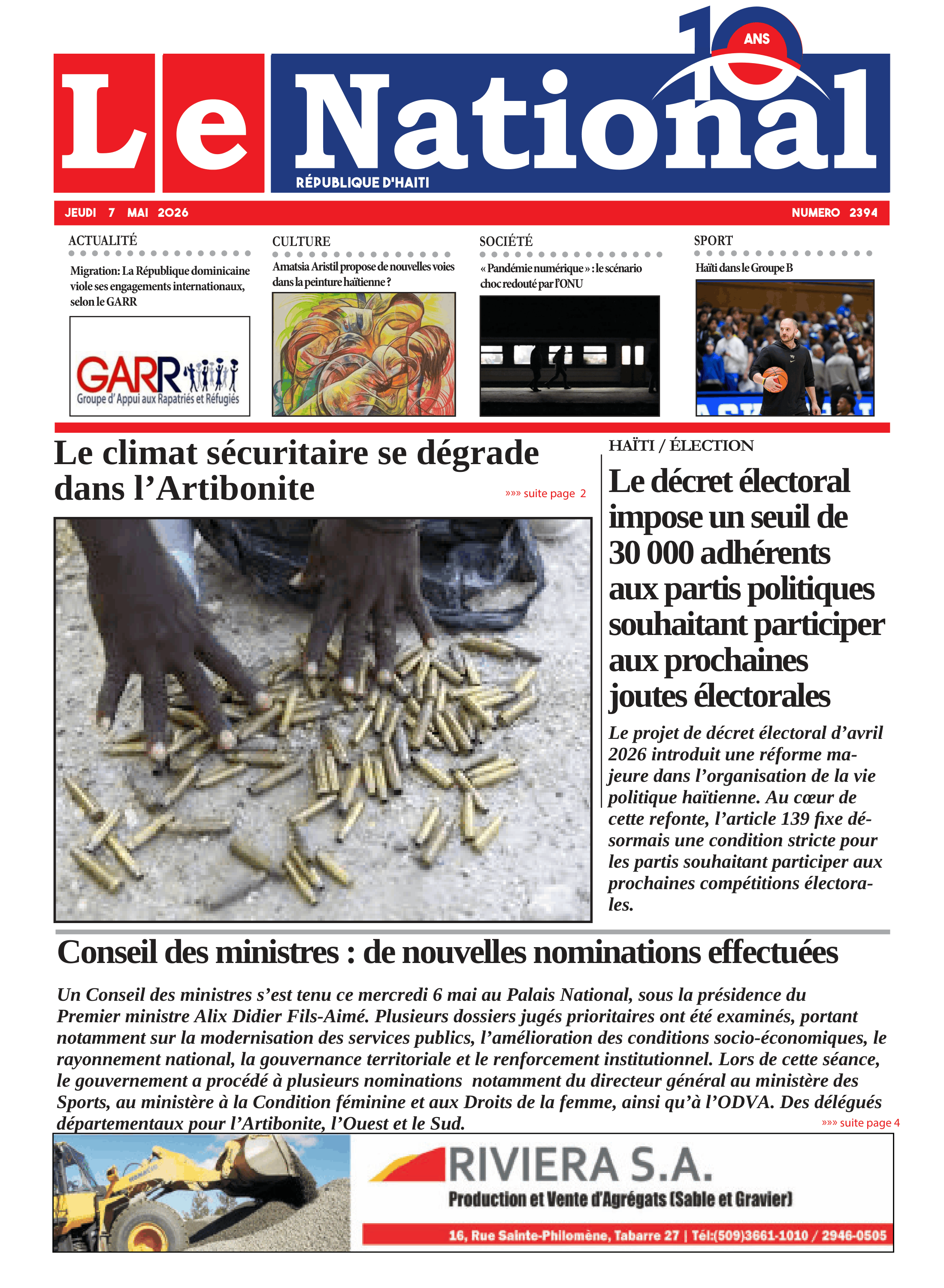 Page 1 de l'édition 2394