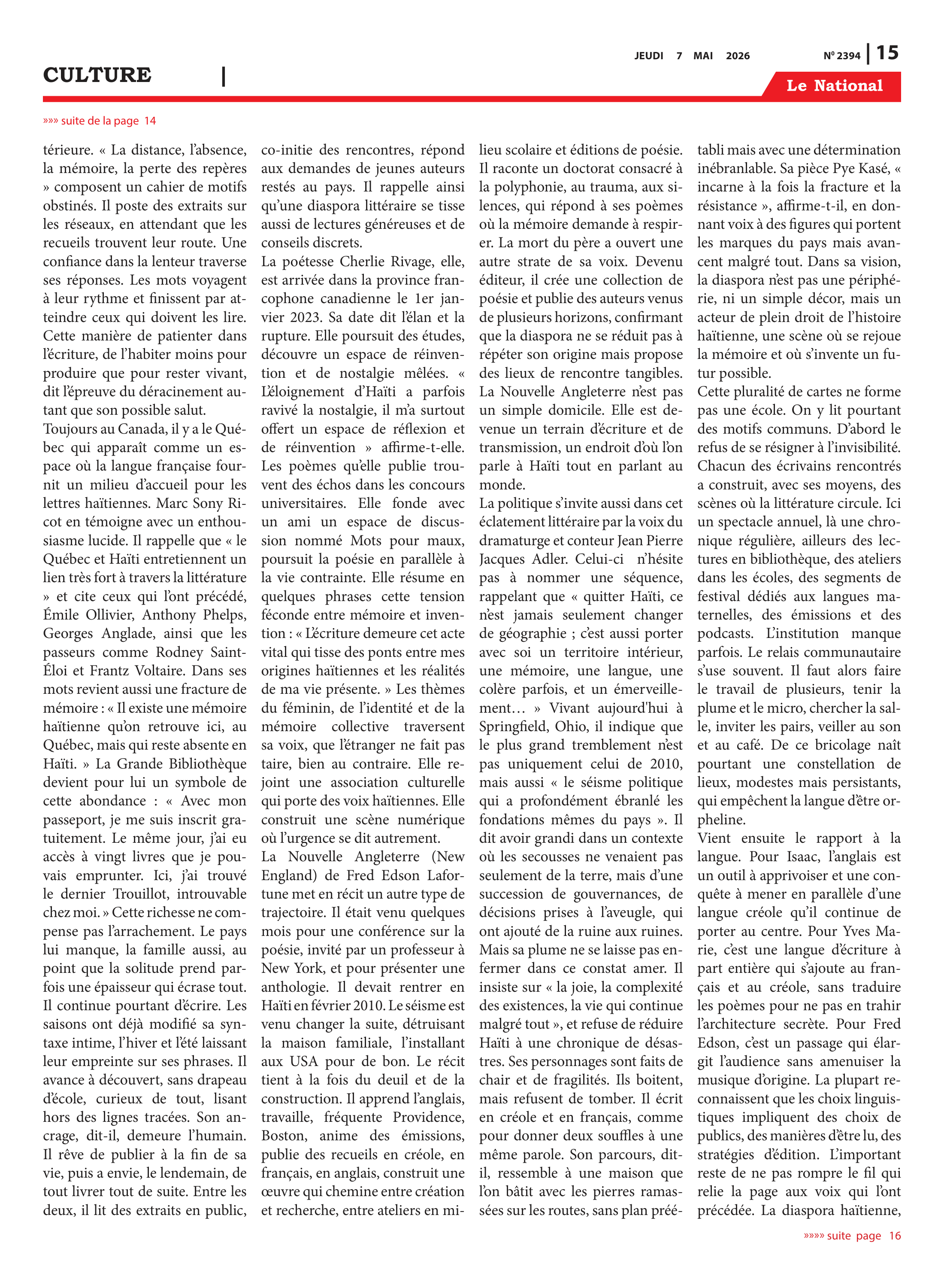 Page 15 de l'édition 2394