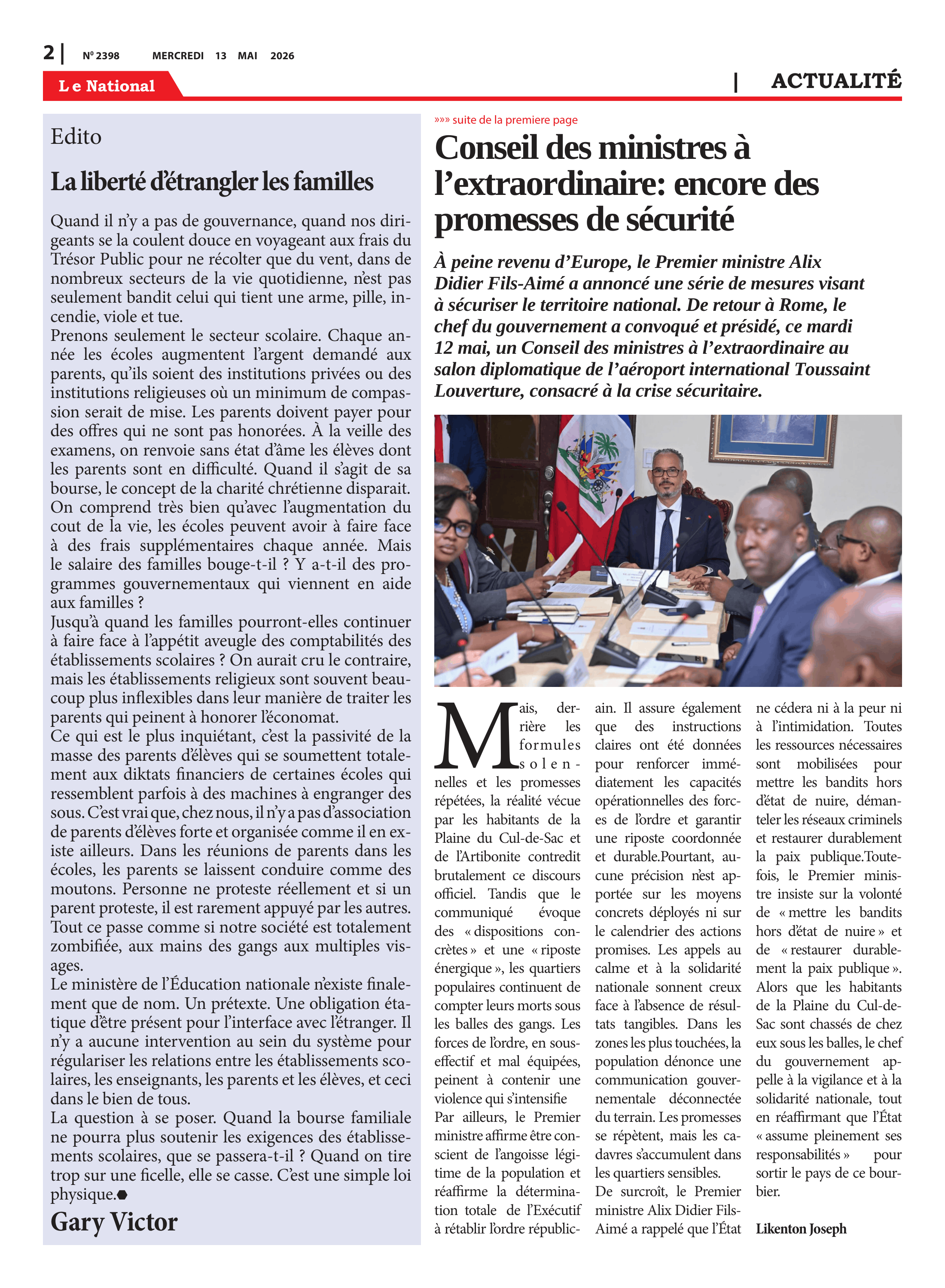 Page 2 de l'édition 2398