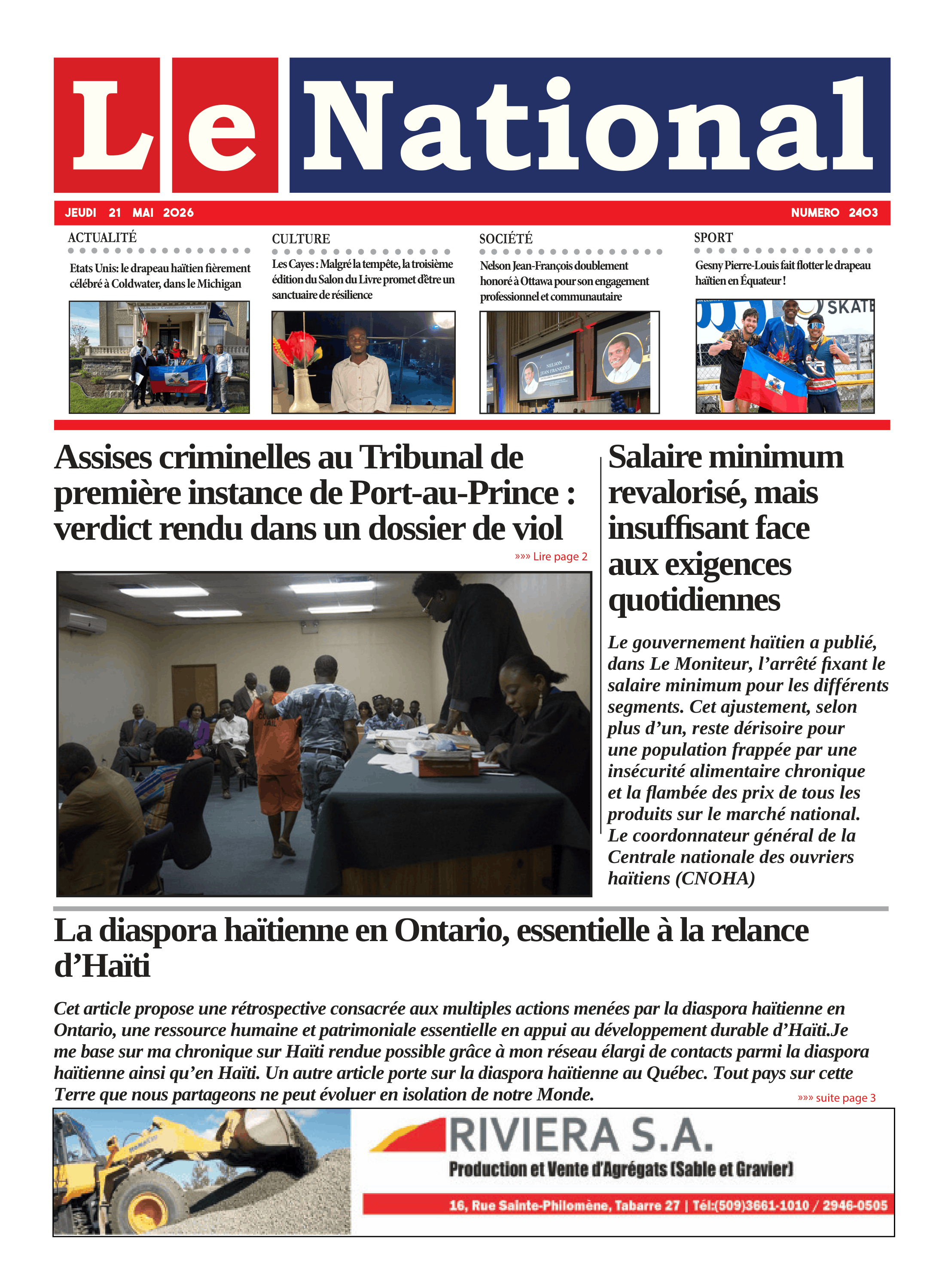 Page 1 de l'édition 2403
